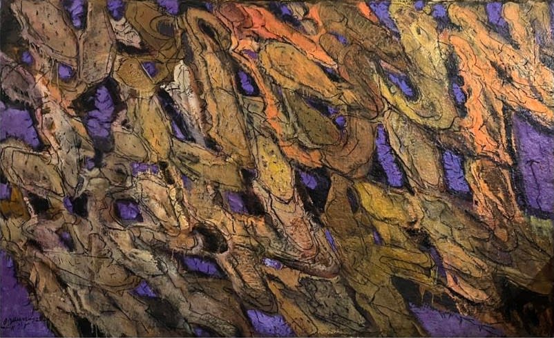 Omran Younis Untitled, 2024 Oil and mixed media on canvas 230 x 140 cm