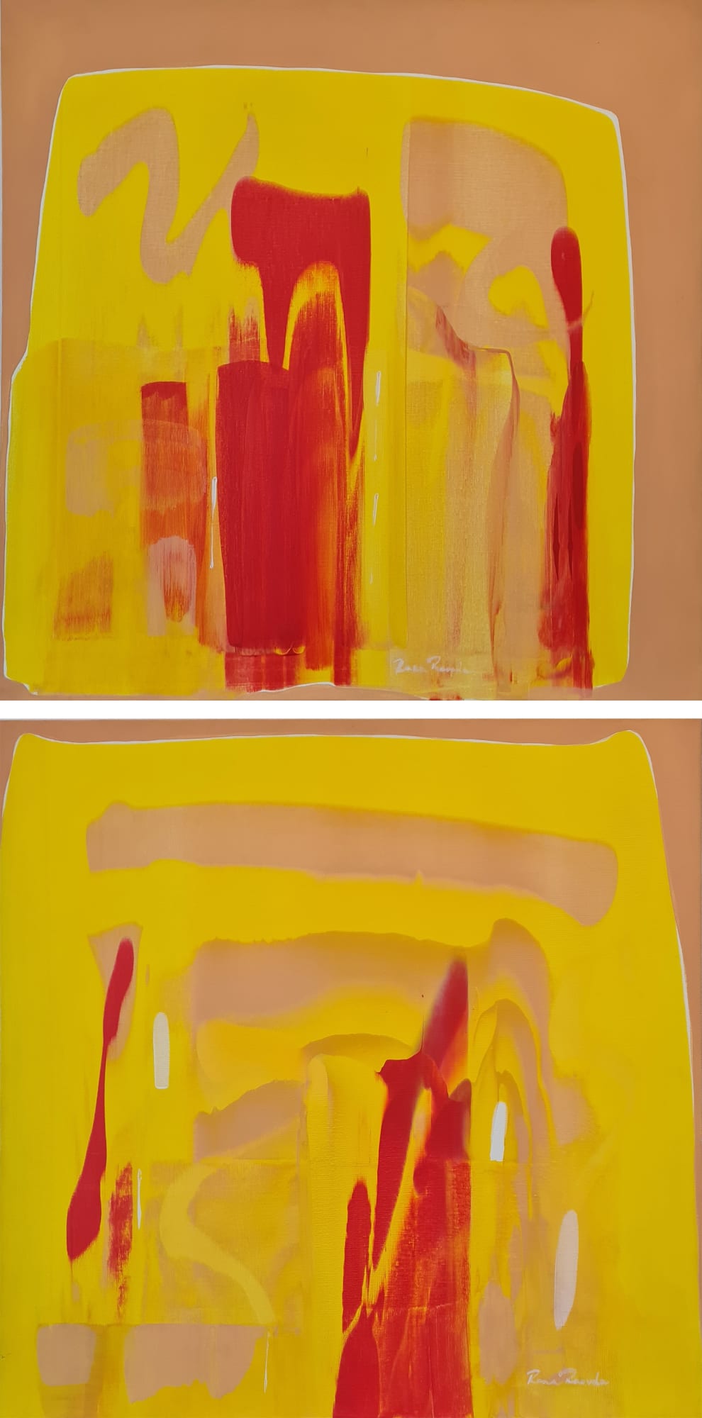 Rana Raouda Y as in Yellow, 1999 Acrylic on canvas Diptych 60 x 60 cm each 23 1/2 x 23 1/2 in each