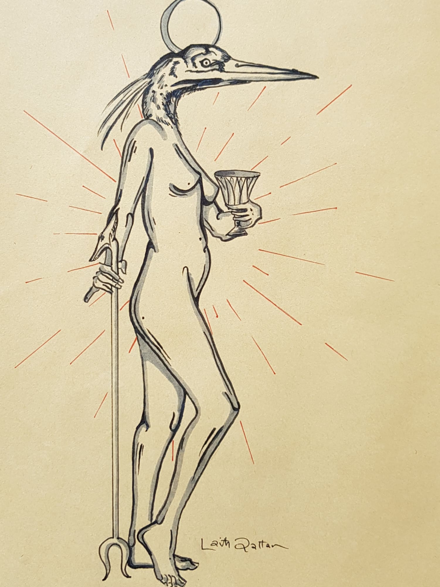 Laith Qattan Bennubird, 2020 Ink and markers on paper 29 x 21 cm 11 1/2 x 8 1/4 in