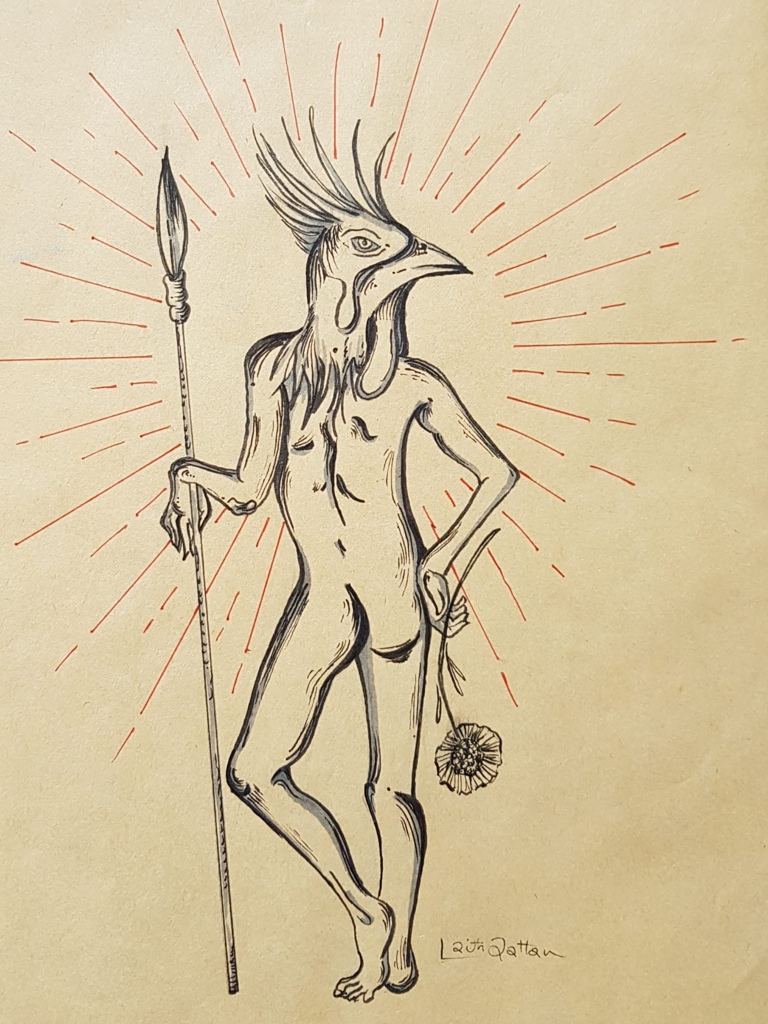 Laith Qattan Alectryon, 2020 Ink and markers on paper 29 x 21 cm 11 1/2 x 8 1/4 in