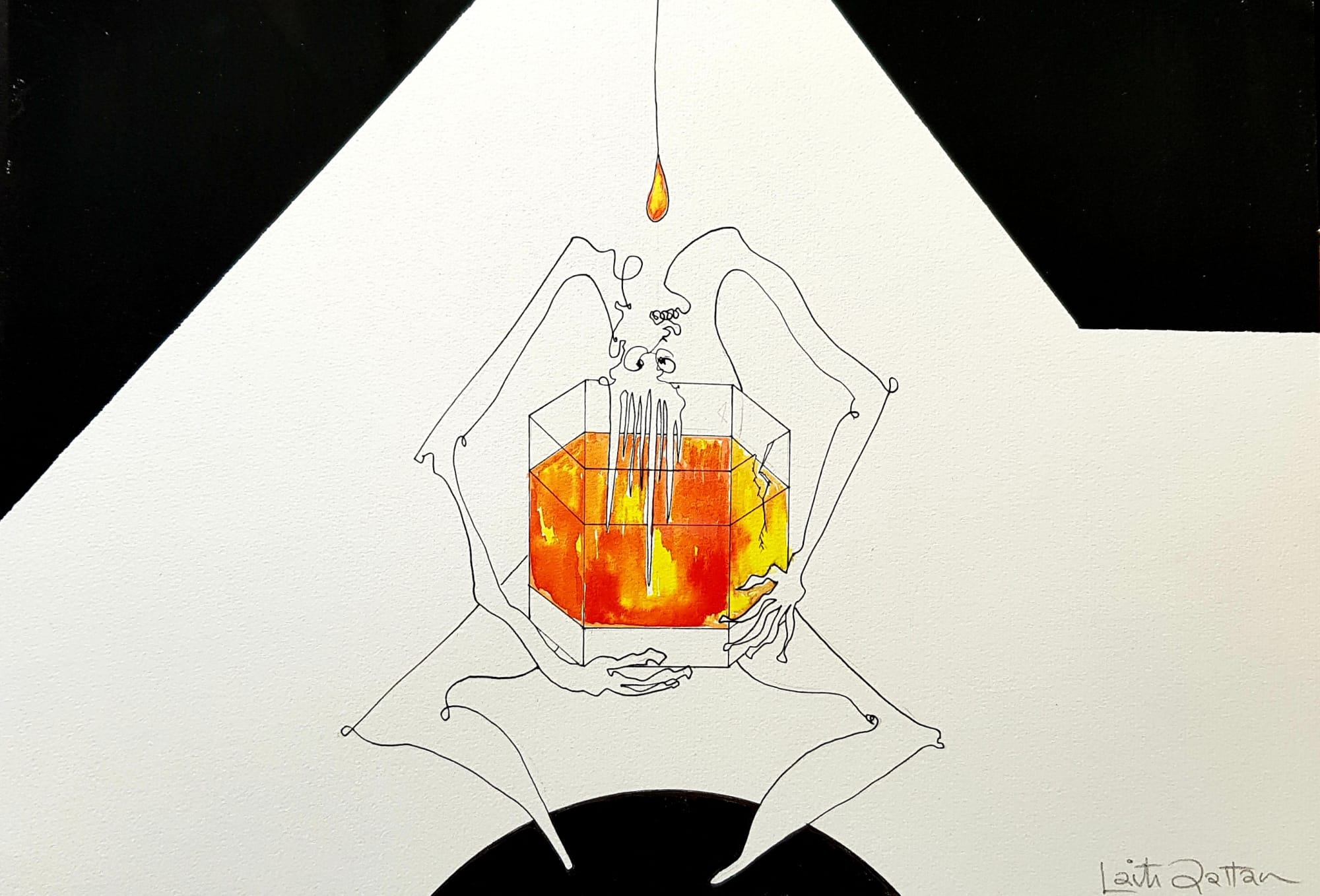 Laith Qattan Alcoholica 1/3, 2019 Ink and acrylic on paper 25 x 36 cm 9 3/4 x 14 1/4 in