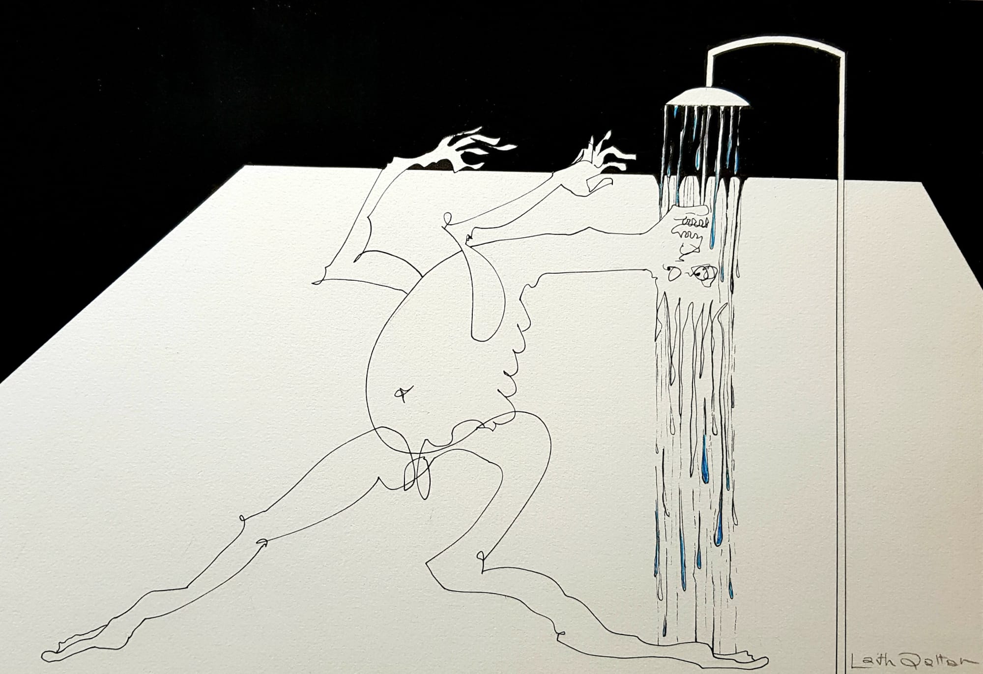 Laith Qattan Aquaphile, 2019 Ink and acrylic on paper 25 x 36 cm 9 3/4 x 14 1/4 in