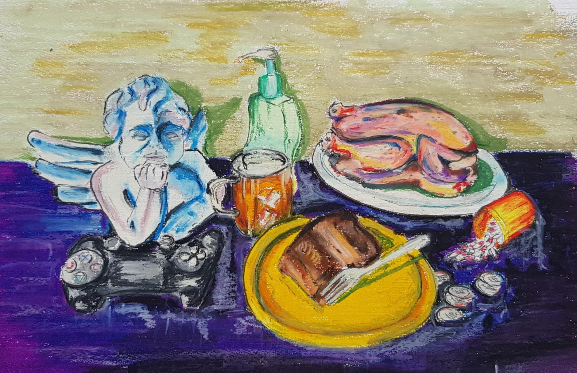 Laith Qattan Inevitable Quarantine 1/2, 2020 Oil pastels on paper 28.5 x 44 cm 11 1/4 x 17 1/4 in
