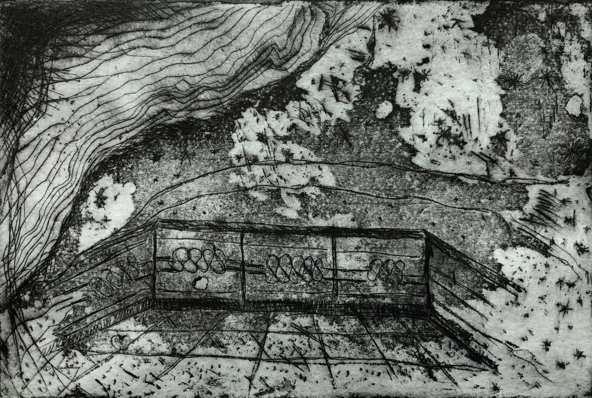 Zeina Salameh The Little Balcony of Our Room, 2018 Etching, aquatint, and dry point on paper 10 x 15 cm 4 x 6 in