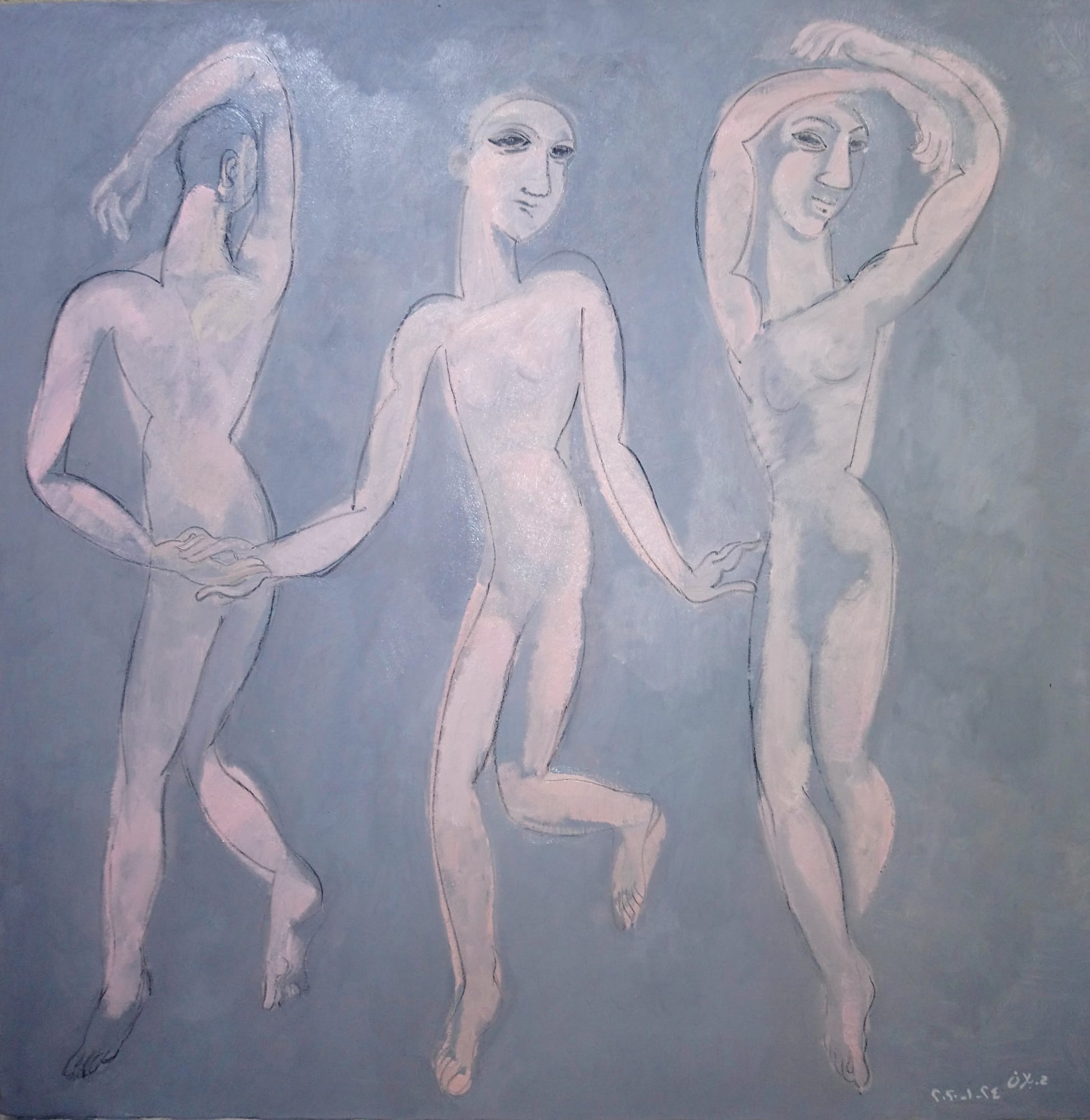 Houssam Ballan Three Dancers, 2020 OIl on canvas 140 x 140 cm 55 x 55 in