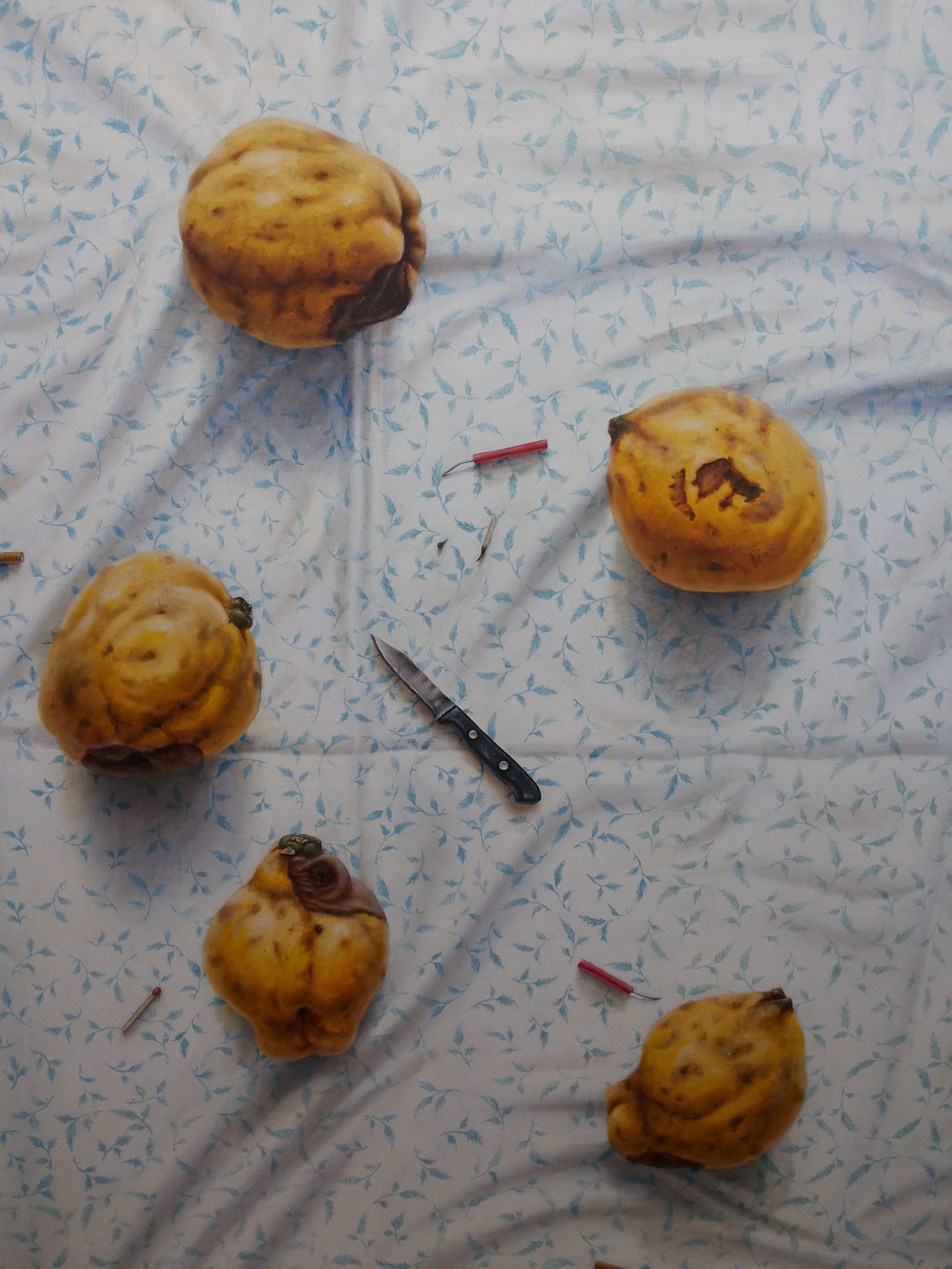 Othman Moussa Five Quinces, 2018 Oil on canvas 120 x 100 cm 47 1/4 x 39 1/4 in