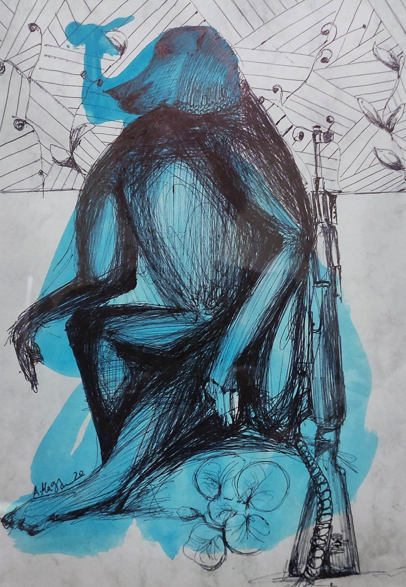 Ahmed Magdy Untitled, 2020 Mixed media on paper 42 x 33 cm 16 1/2 x 13 in