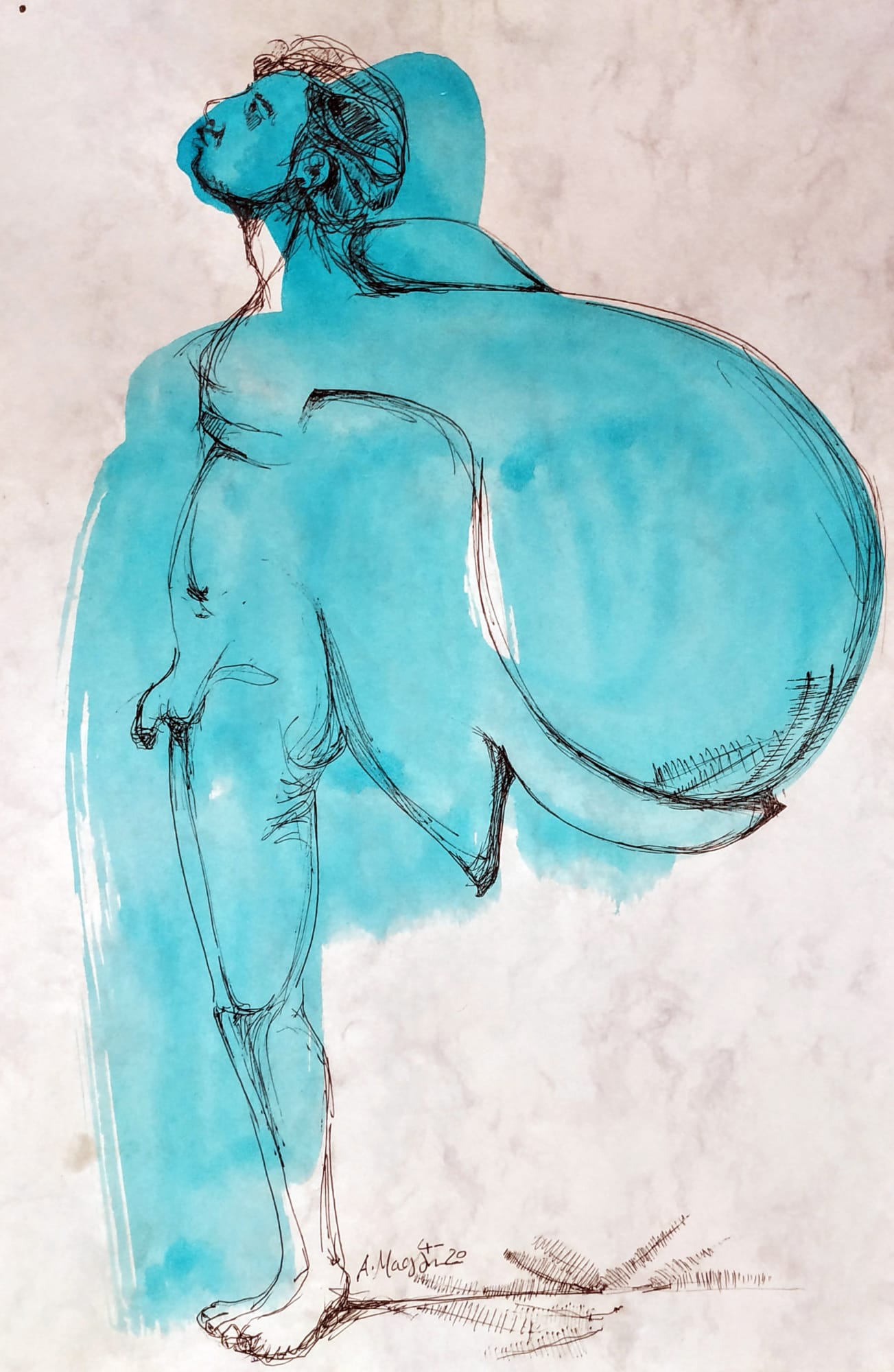 Ahmed Magdy Untitled, 2020 Mixed media on paper 42 x 33 cm 16 1/2 x 13 in