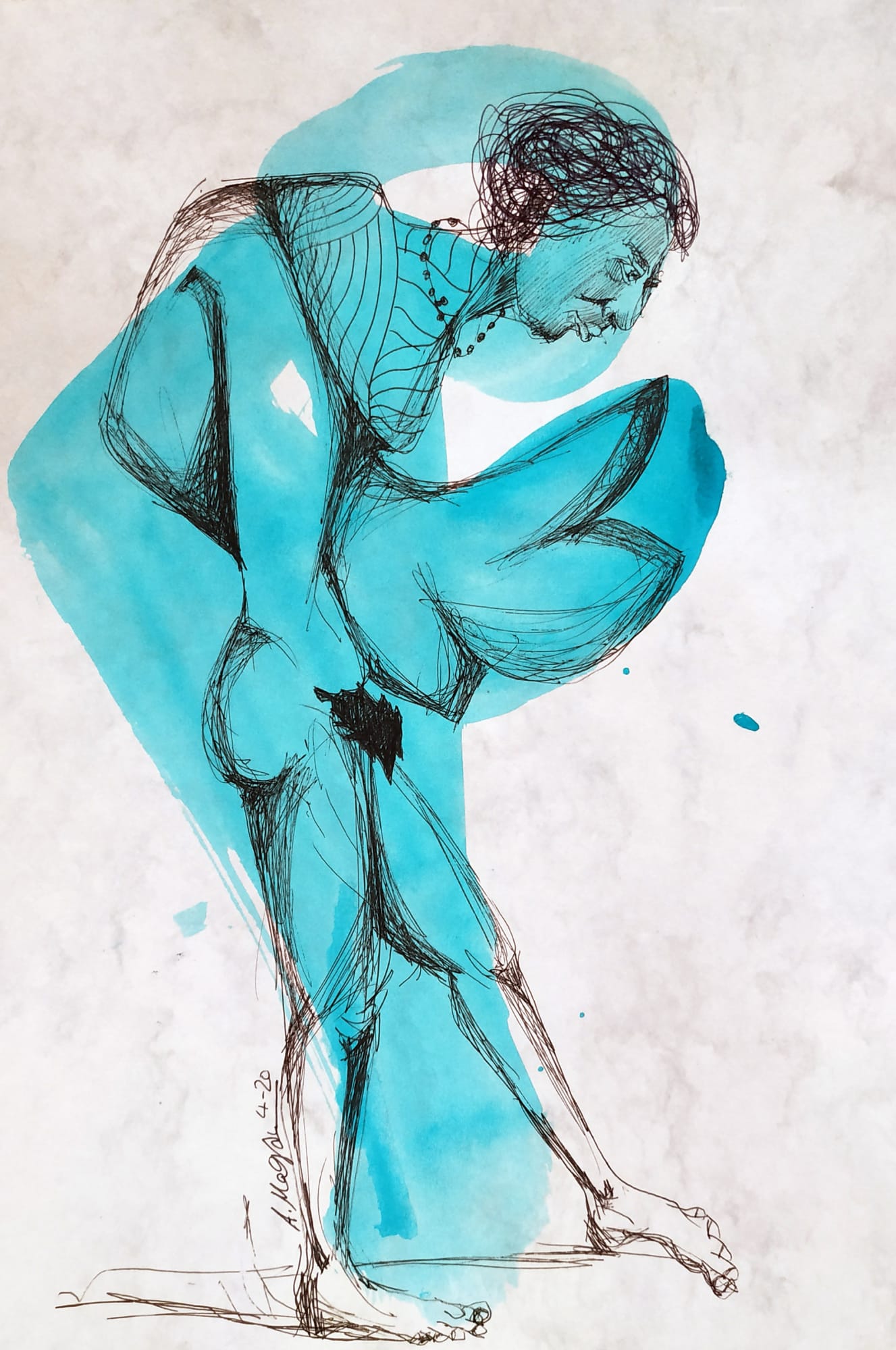 Ahmed Magdy Untitled, 2020 Mixed media on paper 42 x 33 cm 16 1/2 x 13 in