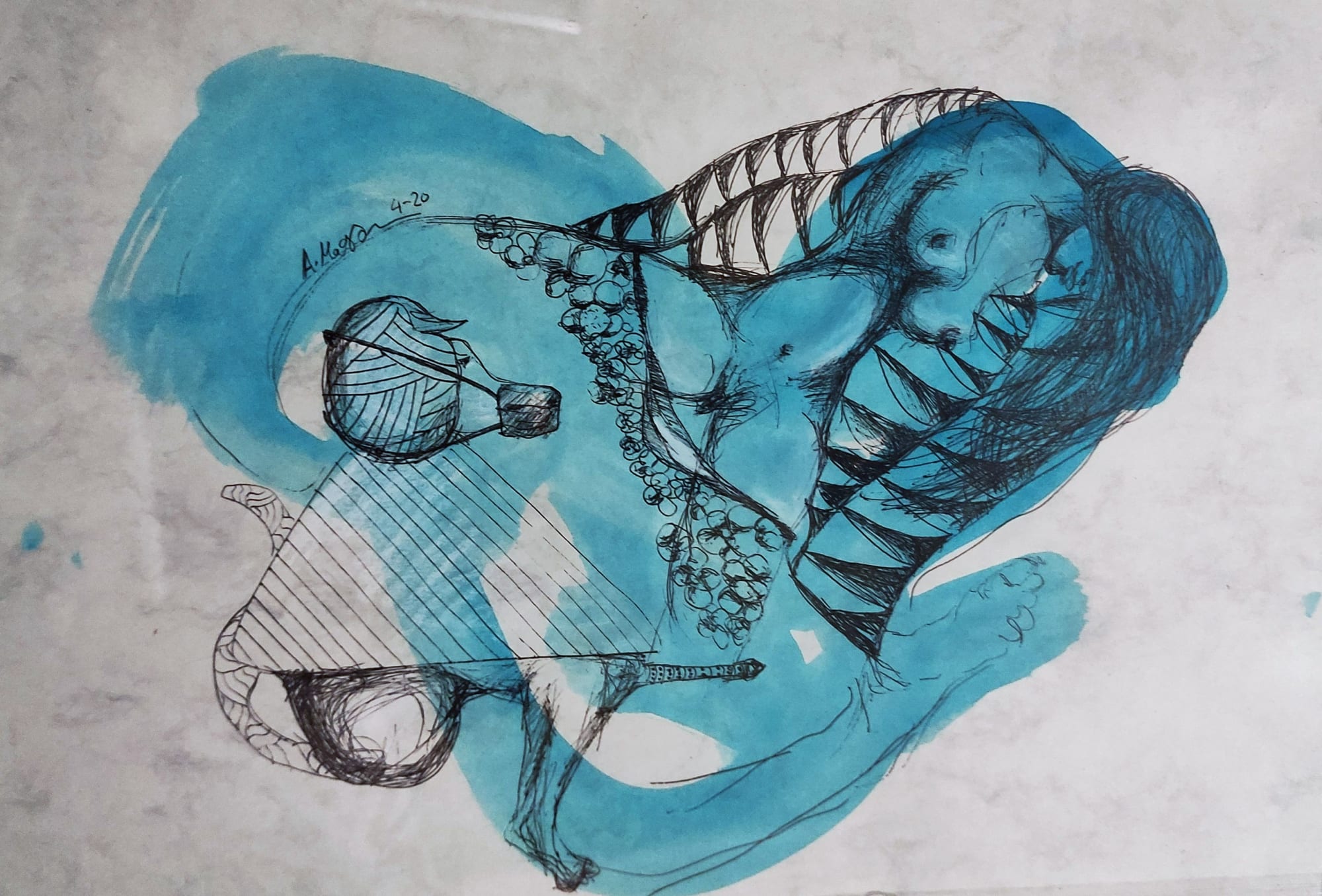 Ahmed Magdy Untitled, 2020 Mixed media on paper 42 x 33 cm 16 1/2 x 13 in