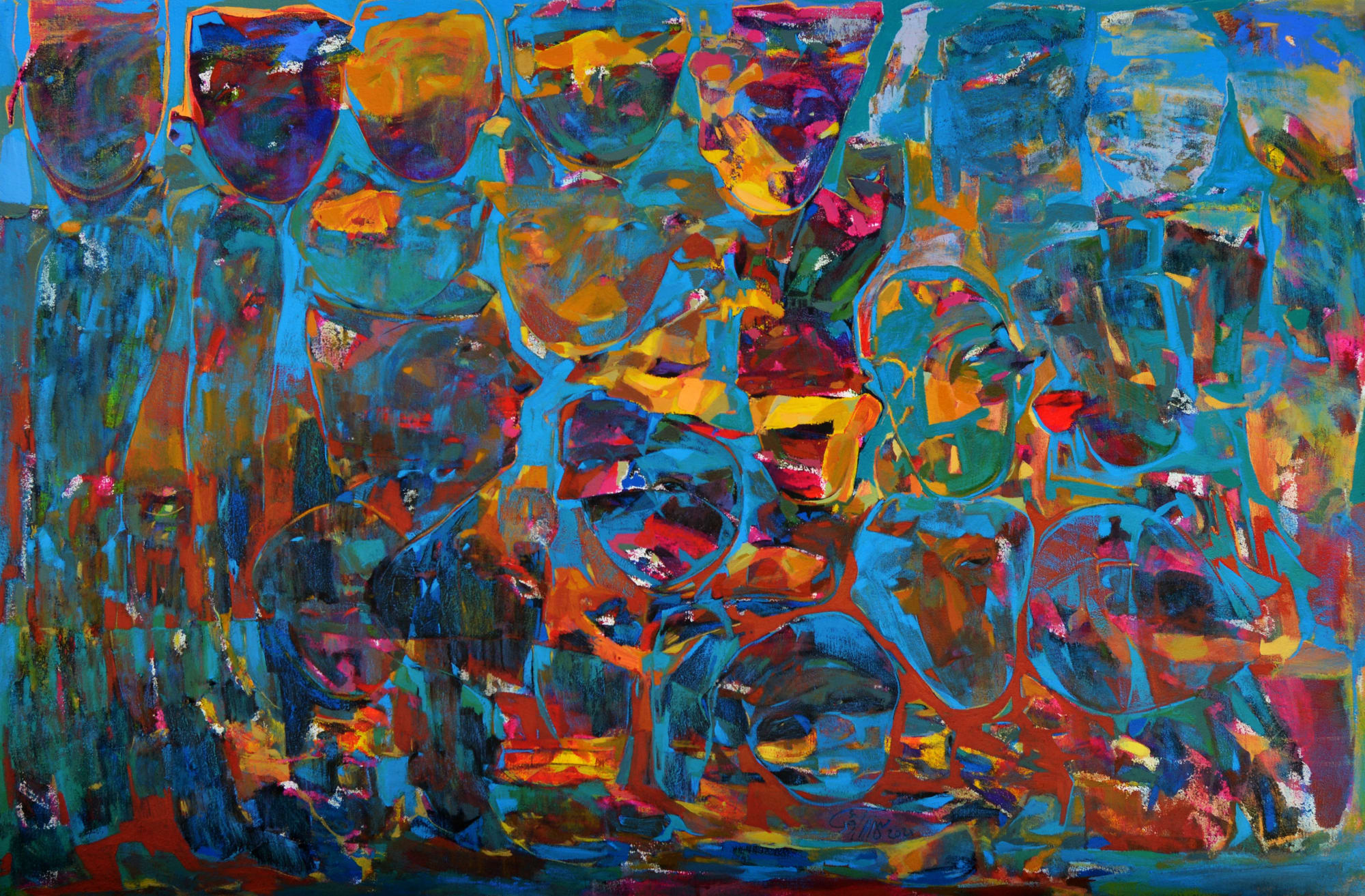 Mhanny Yaoud Historical Family Photo, 2021 Acrylic on canvas 100 x 150 cm 39 1/4 x 59 in