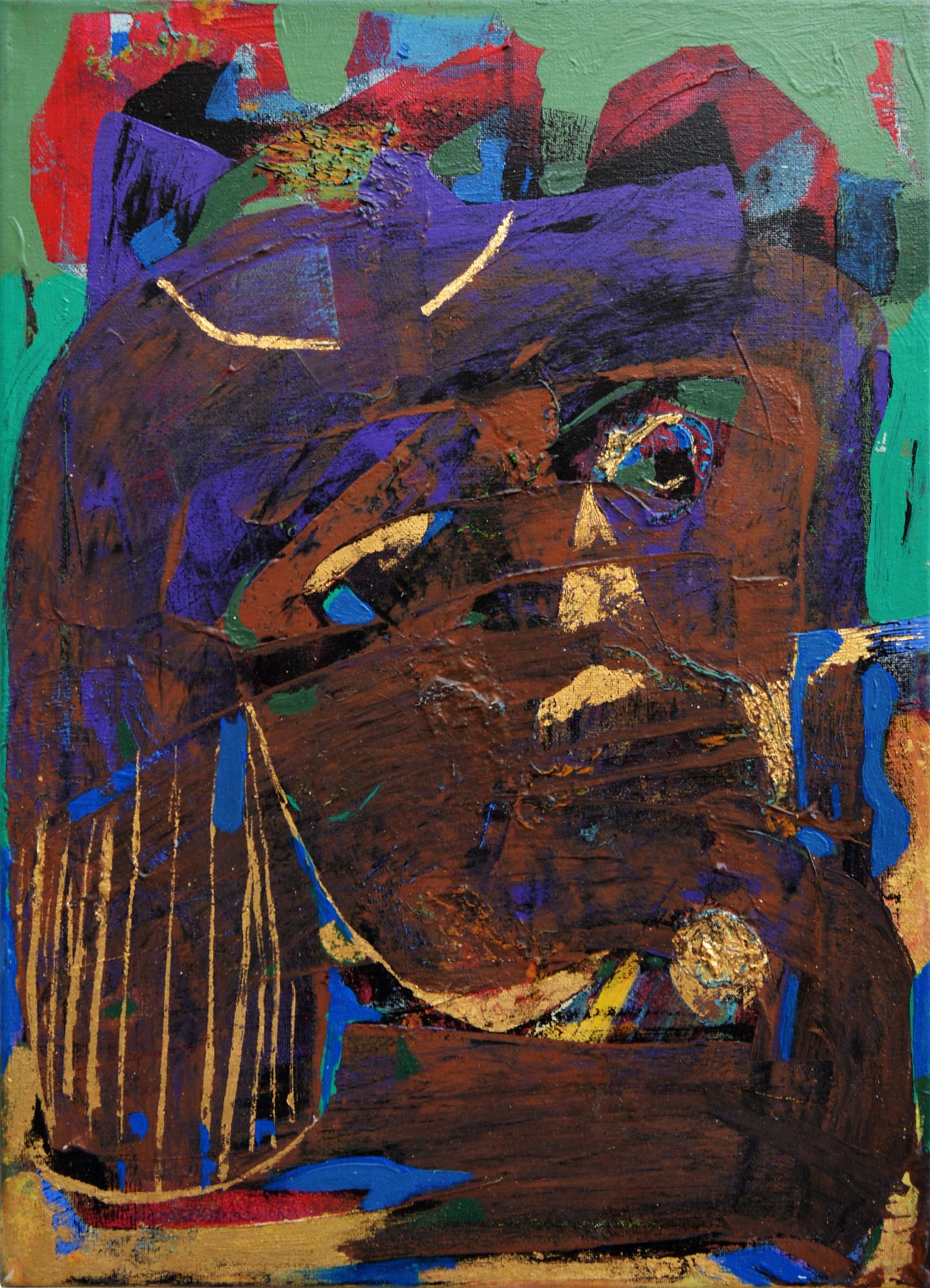 Mhanny Yaoud Ancient Gold, 2020 Acrylic and gold leaf on canvas 50 x 35 cm 19 3/4 x 13 3/4 in