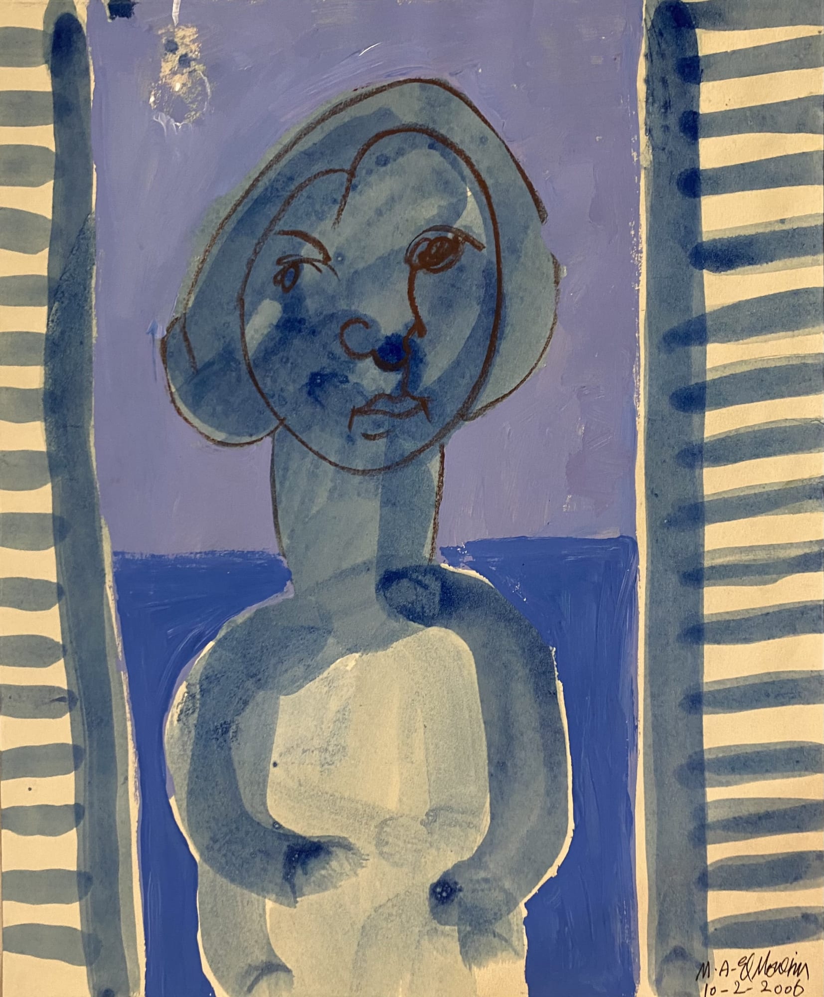 Mohamed El Moneim Behind the Window, 2006 Acrylic and ink on paper 34 x 28 cm 13 1/2 x 11 in