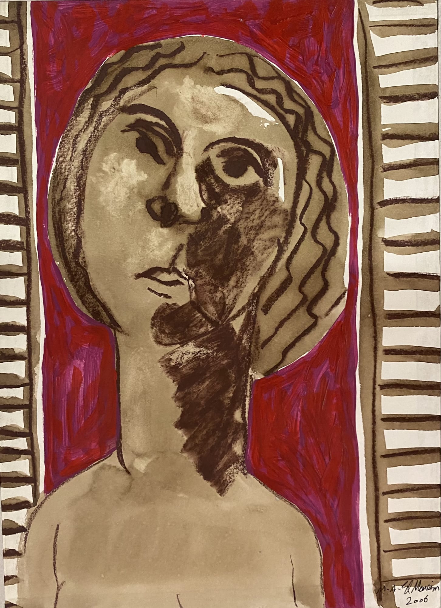 Mohamed El Moneim Behind the Window, 2006 Acrylic and ink on paper 33 x 23 cm 13 x 9 in