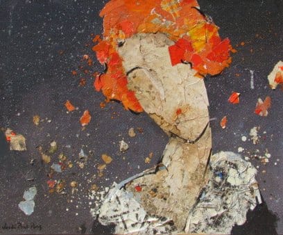 Jordie Prat Pons Red Hair Collage on canvas 50 x 61 cm 19 3/4 x 24 in