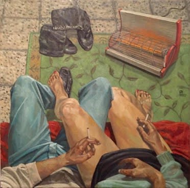 Walid Ebeid Wintry Gathering, 2017 Oil on canvas 80 x 80 cm 31 1/2 x 31 1/2 in