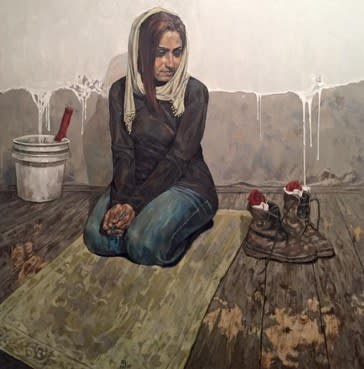 Walid Ebeid A Relationship, 2016 Oil on canvas 100 x 100 cm 39 1/4 x 39 1/4 in