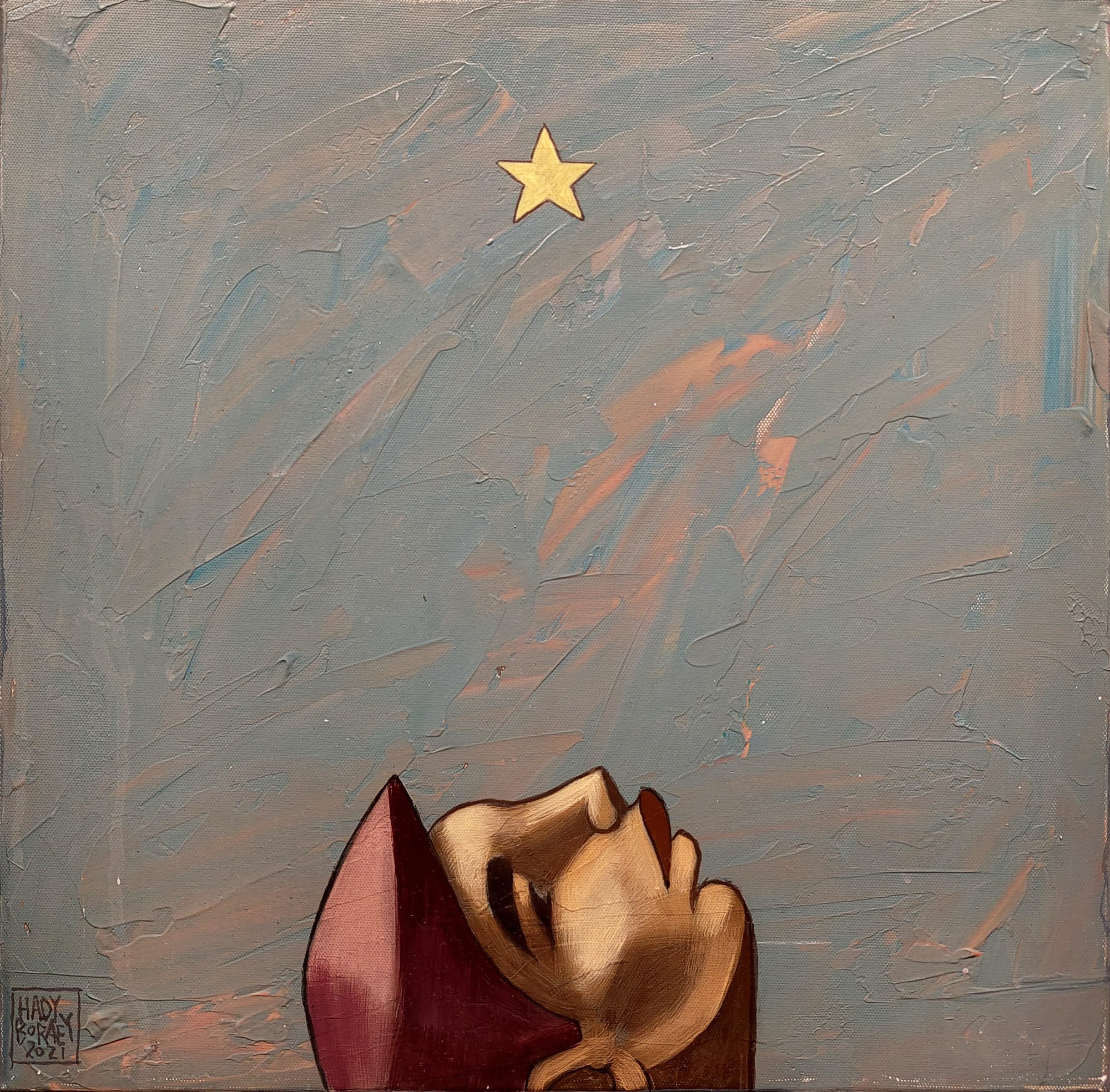 Hady Boraey Silent Echoes, 2021 Acrylic on canvas 45 x 45 cm 17 3/4 x 17 3/4 in