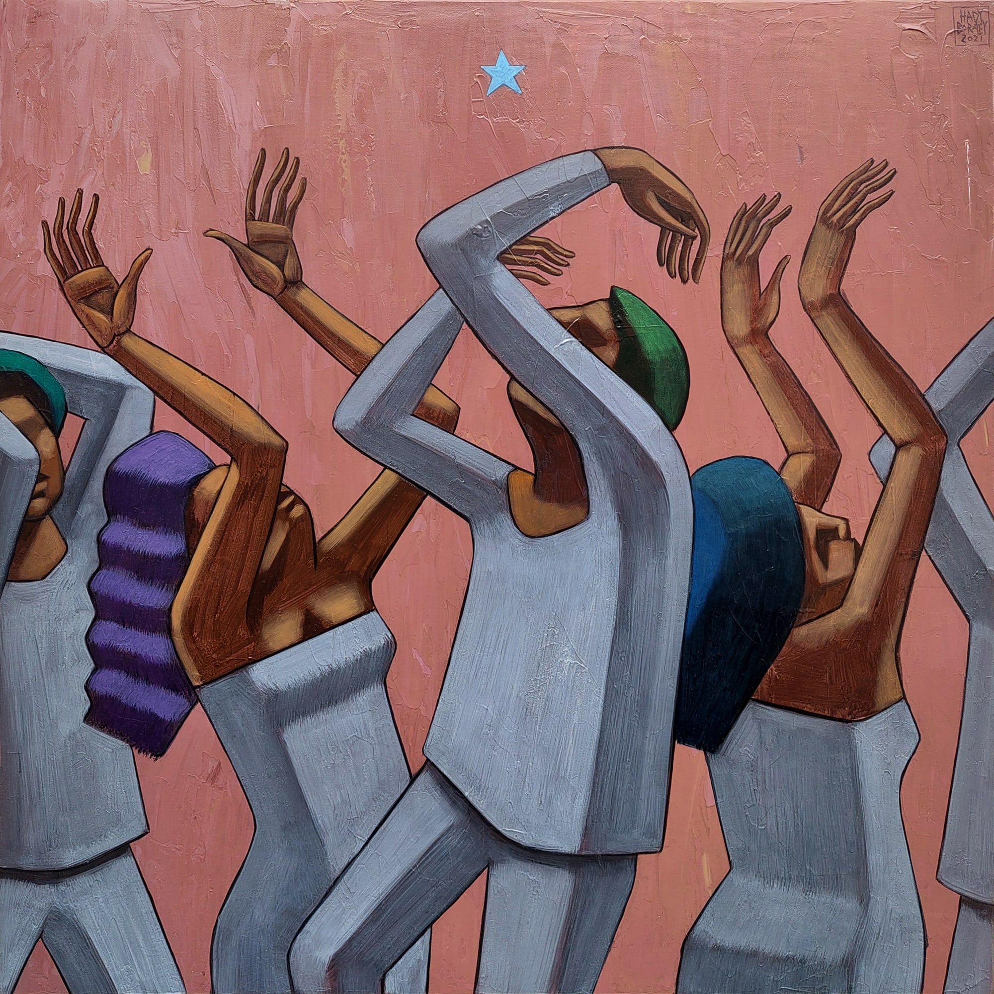 Hady Boraey The Bliss Dance, 2021 Acrylic on canvas 100 x 100 cm 39 1/4 x 39 1/4 in