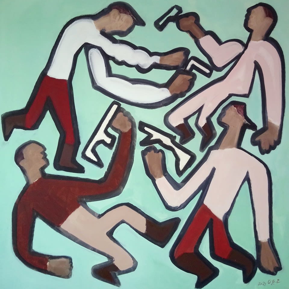 Houssam Ballan Falling IV, 2021 Oil on canvas 140 x 140 cm 55 x 55 in