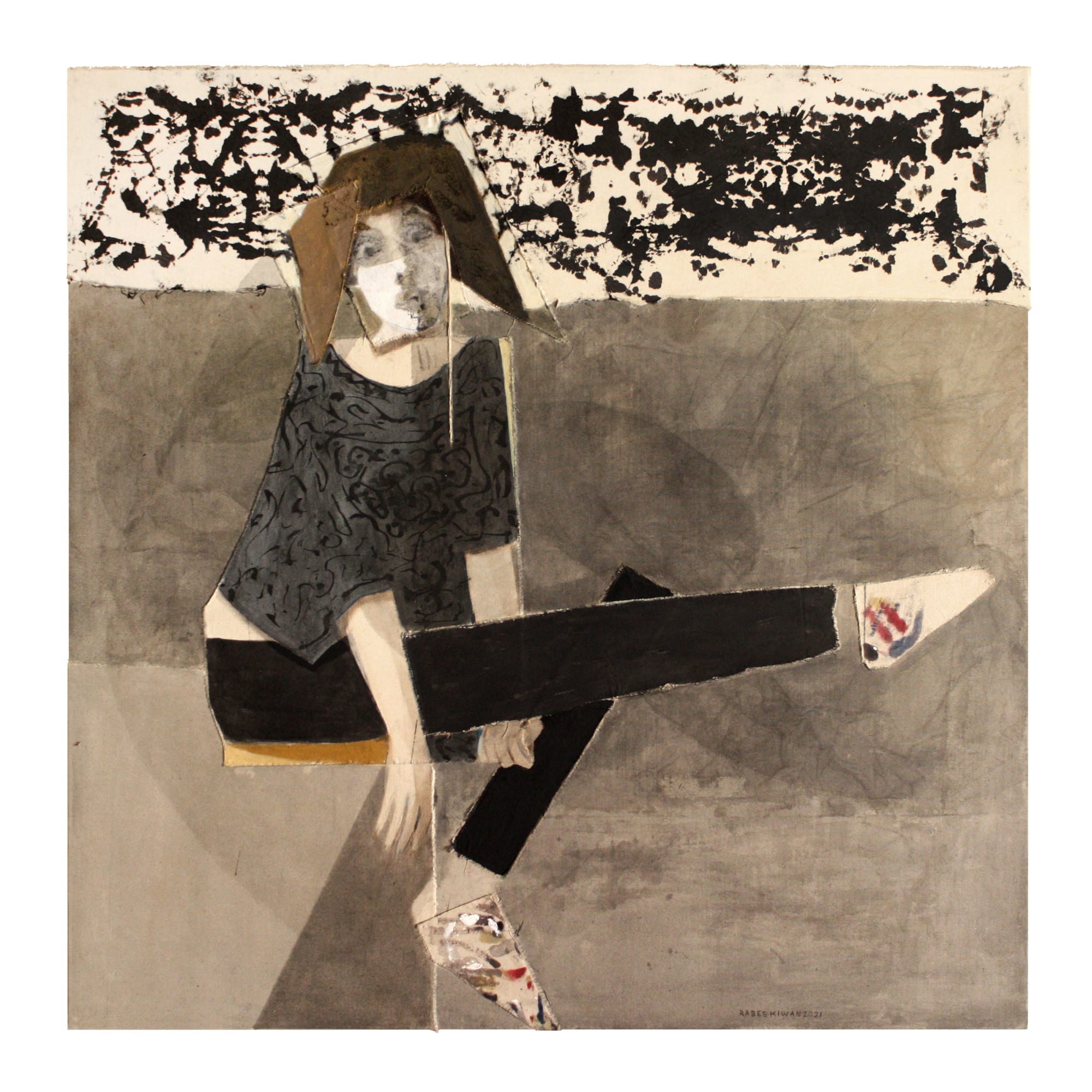 Rabee Kiwan Untitled, 2022 Mixed media on canvas 130 x 130 cm 51 1/4 x 51 1/4 in