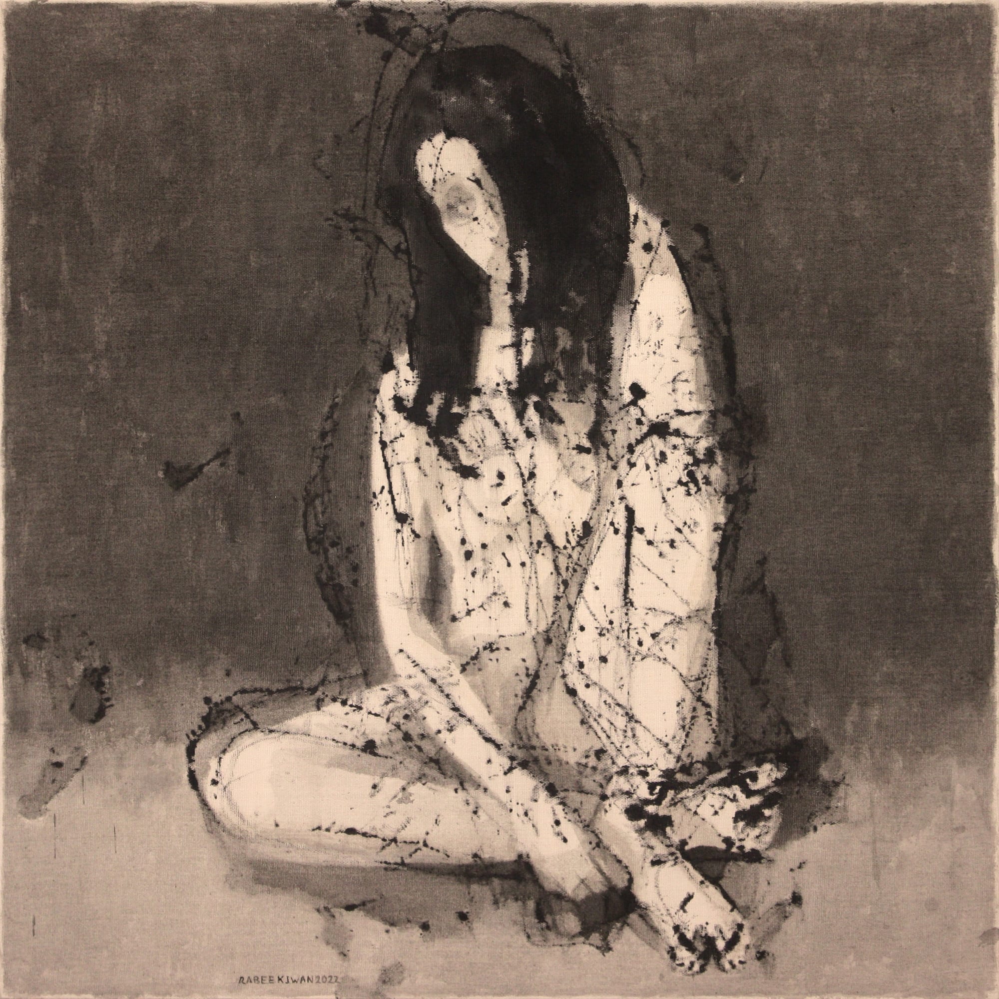 Rabee Kiwan Untitled, 2022 Mixed media on canvas 90 x 90 cm 35 1/2 x 35 1/2 in