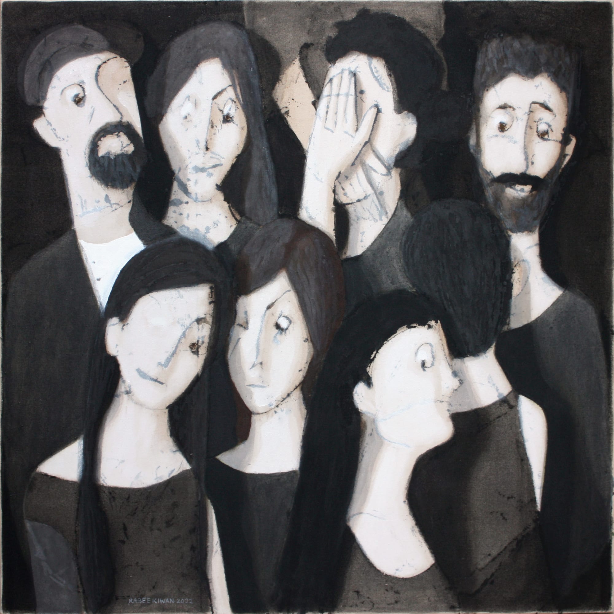 Rabee Kiwan Untitled, 2022 Mixed media on canvas 90 x 90 cm 35 1/2 x 35 1/2 in