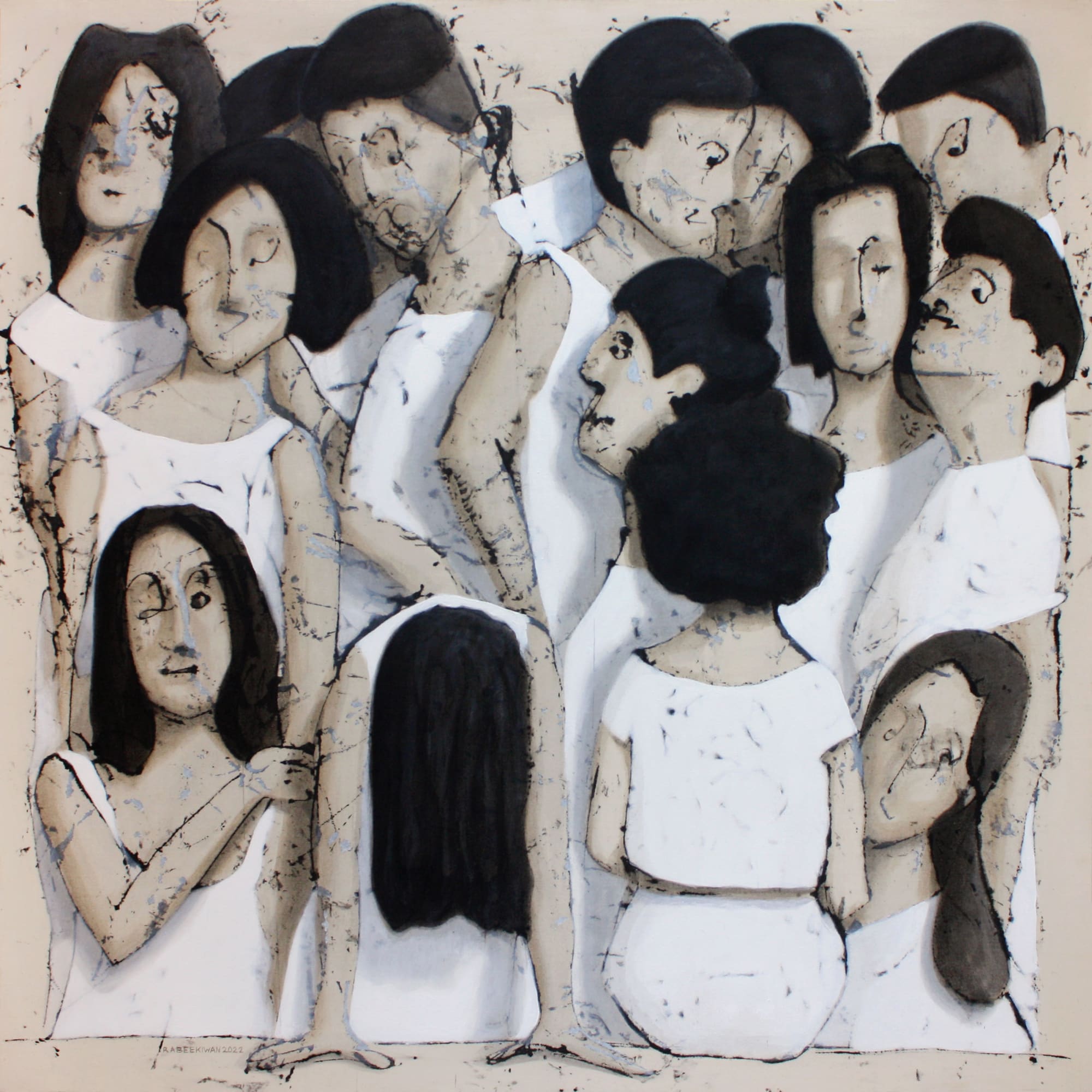 Rabee Kiwan Untitled, 2022 Mixed media on canvas 130 x 130 cm 51 1/4 x 51 1/4 in