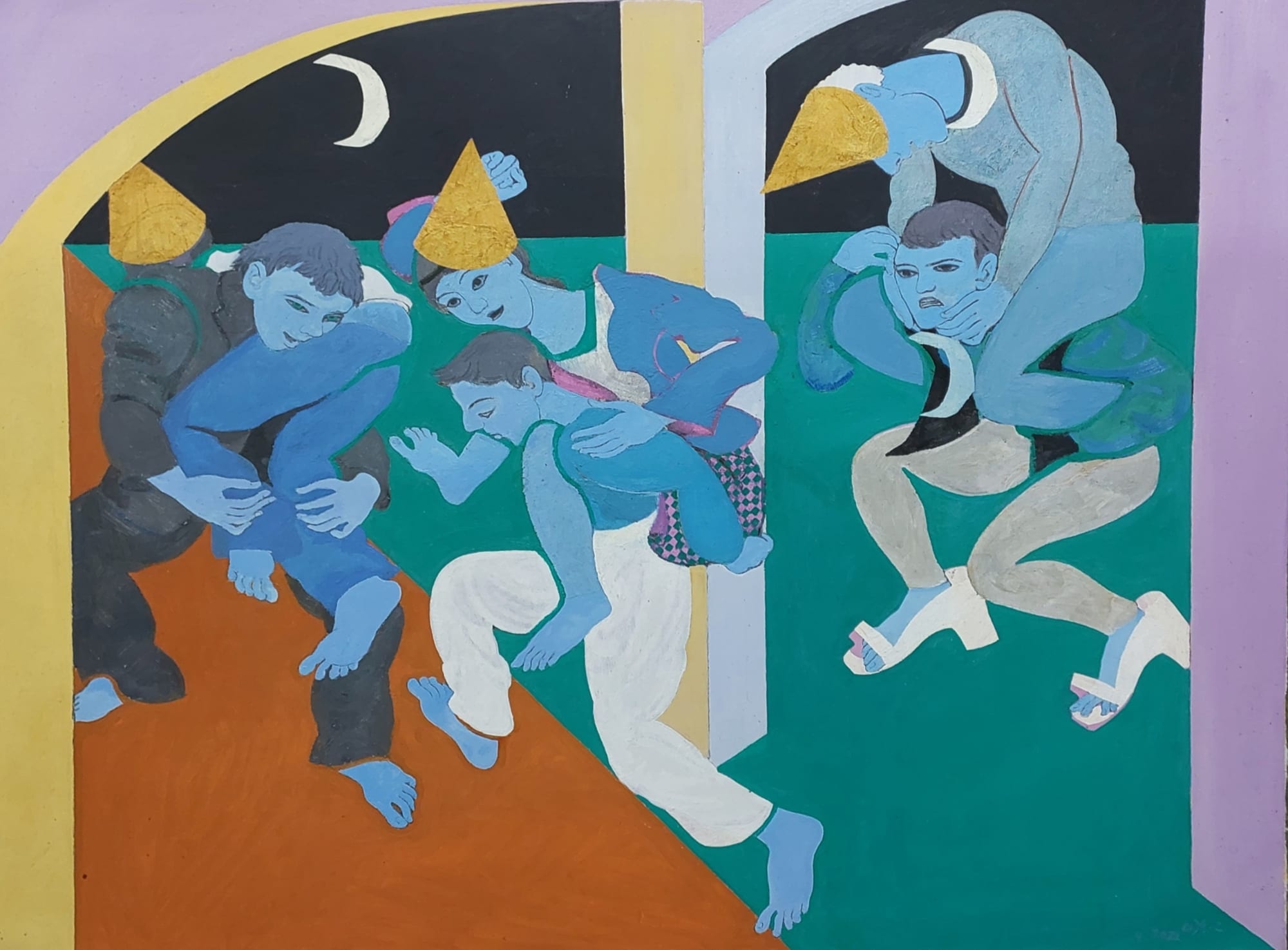 Houssam Ballan Playing at Suhoor (اللعب وقت السحور), 2022 Oil on canvas 130 x 150 cm 51 1/4 x 59 in