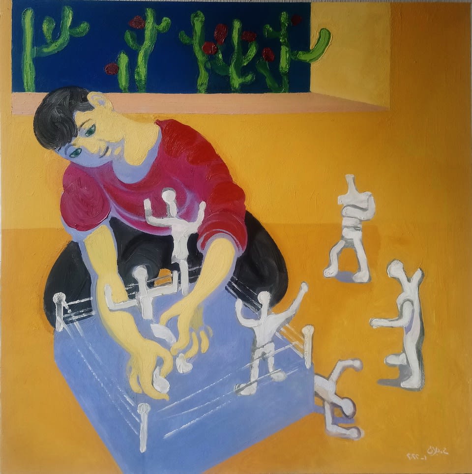 Houssam Ballan Toys and Cacti, 2022 Oil on canvas 120 x 120 cm 47 1/4 x 47 1/4 in