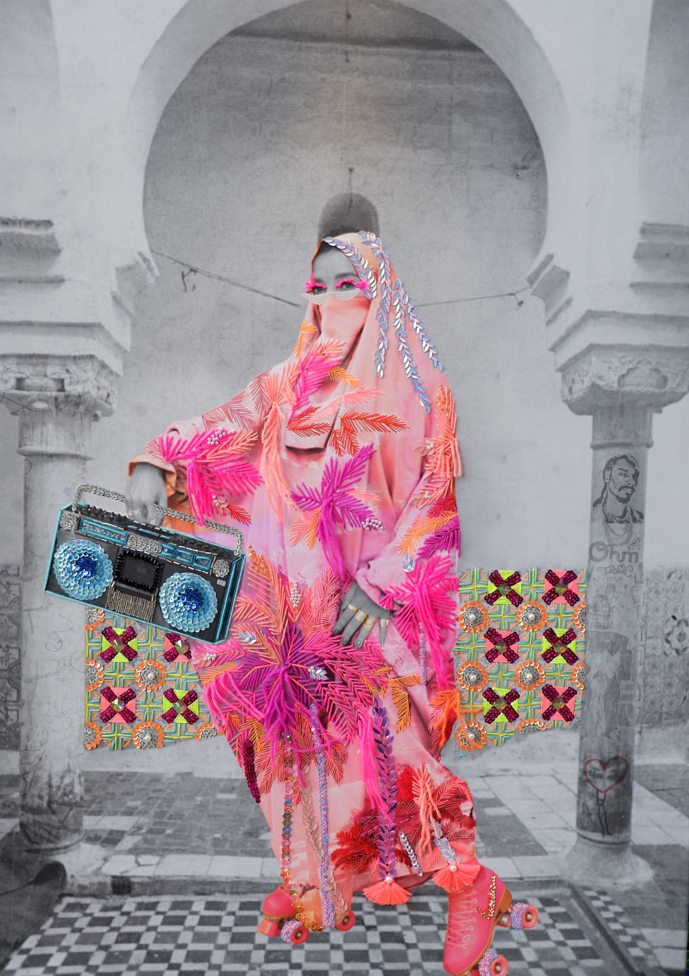 Azaïdé Lil Fatima, 2023 Mixed media on canvas 120 x 80 cm 47 1/4 x 31 1/2 in Edition 2 of 8