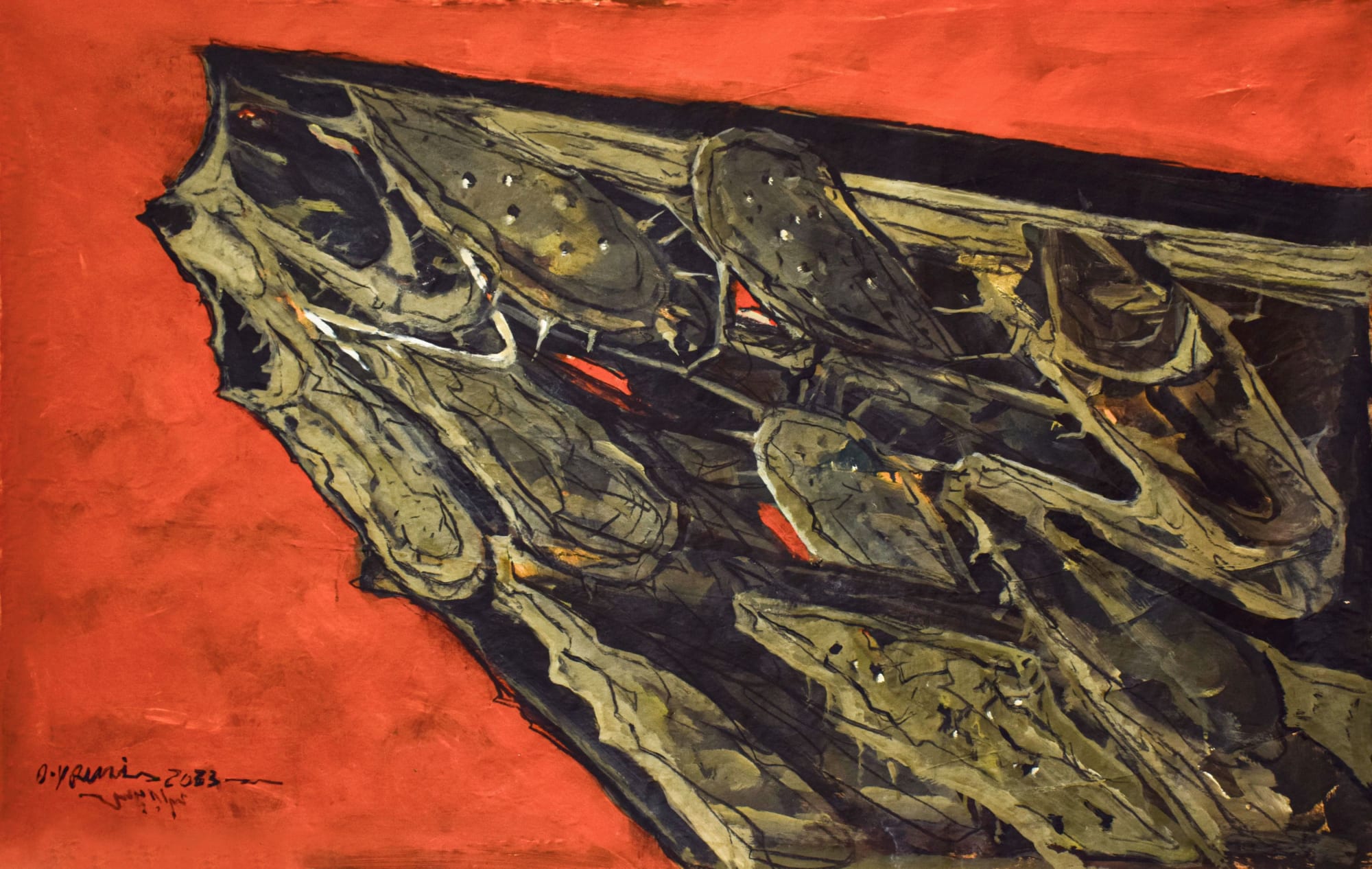 Omran Younis Rise of the Cactus, 2023 Acrylic on craft paper 72 x 116 cm 28 1/4 x 45 3/4 in