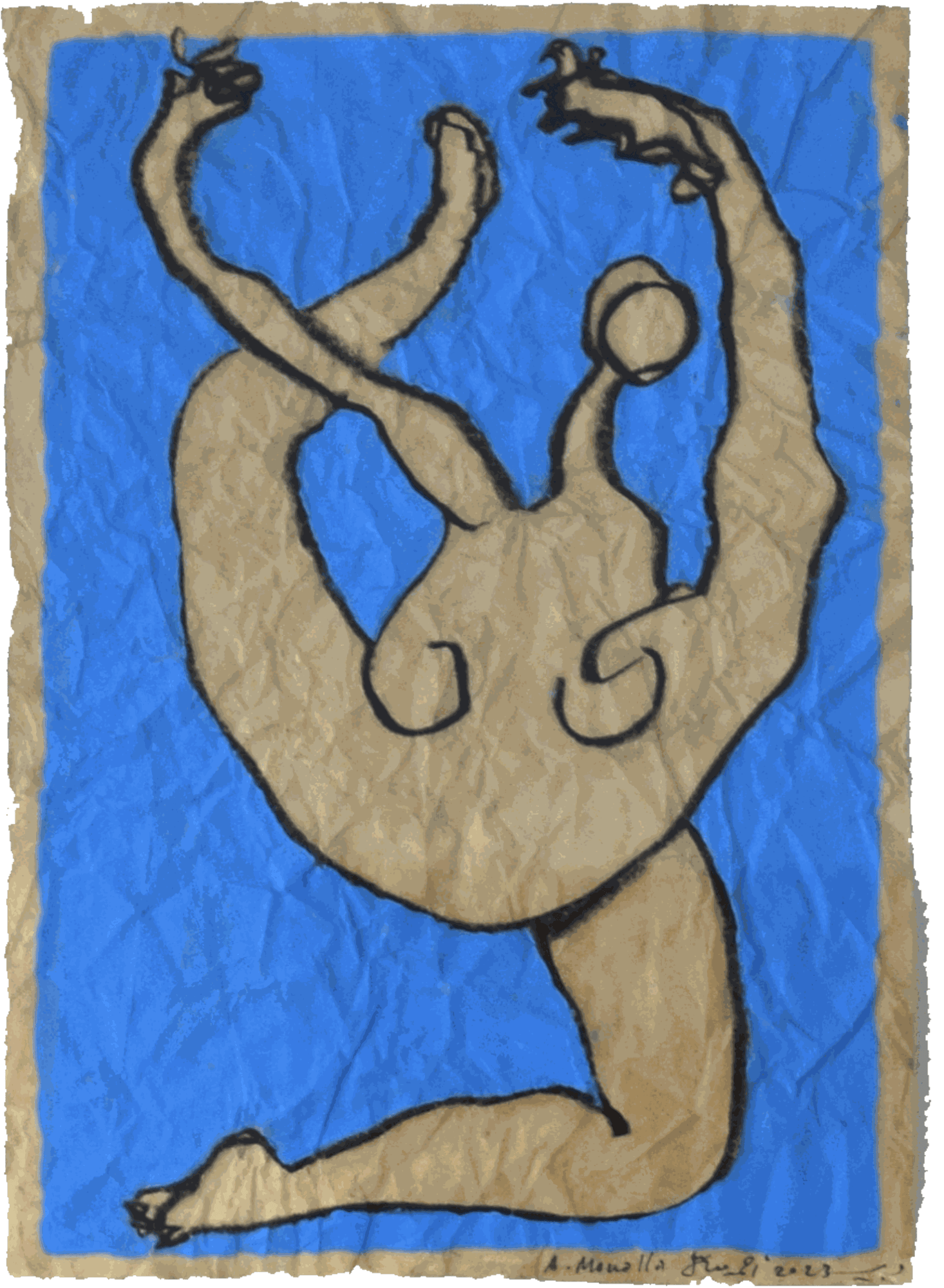 Ahmad Moualla Untitled, 2023 Charcoal, acrylics, and coffee on paper 29 x 20 cm 11 1/2 x 7 3/4 in