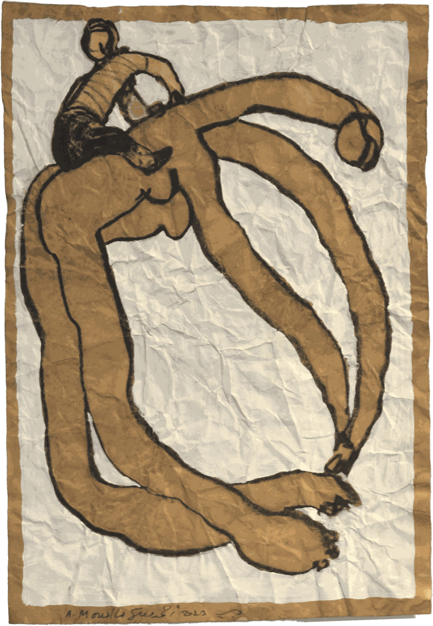 Ahmad Moualla Untitled, 2023 Charcoal and coffee on paper 29 x 20 cm 11 1/2 x 7 3/4 in