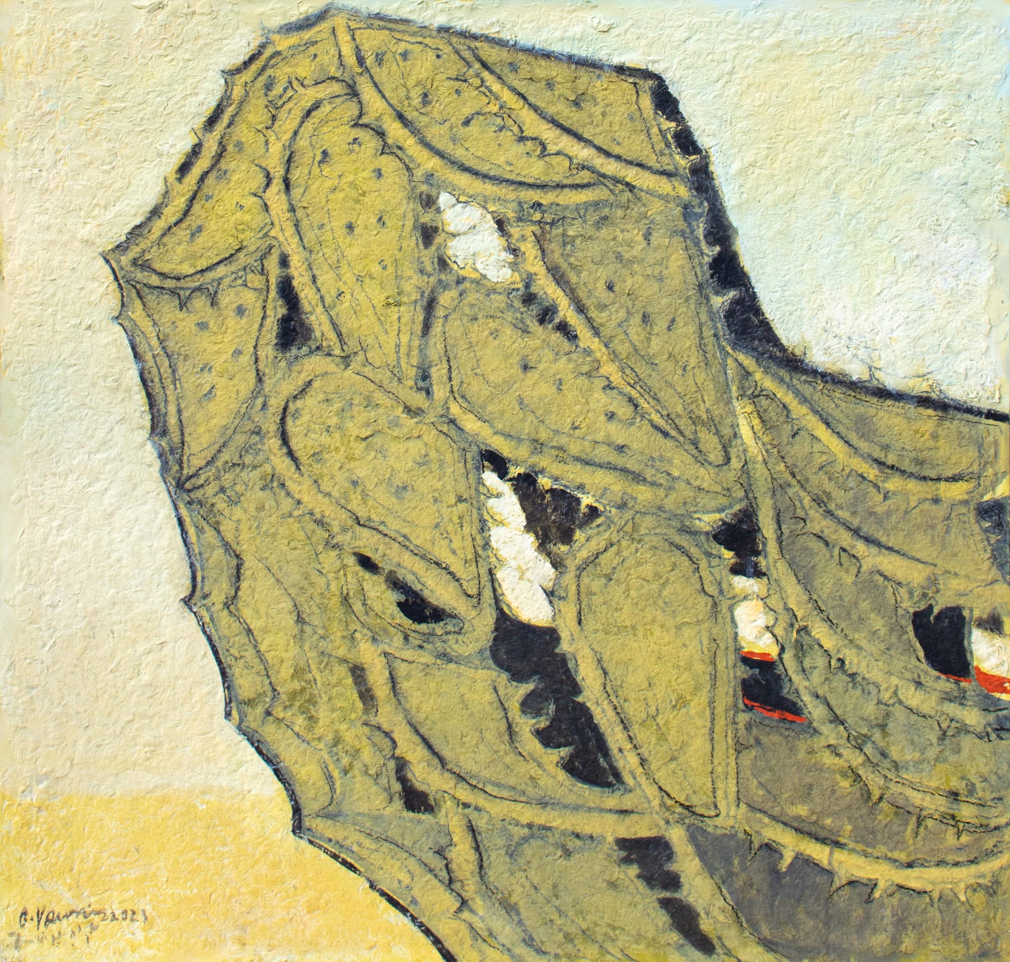 Omran Younis Untitled, 2023 Oil and mixed media on canvas 100 x 100 cm 39 1/4 x 39 1/4 in