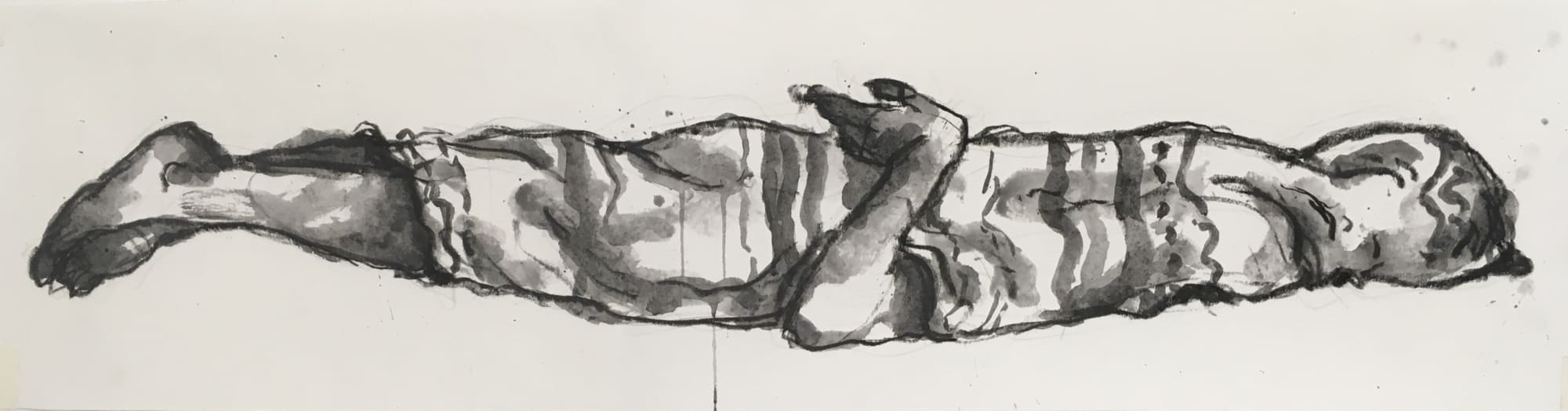 Khaled Jarada Untitled, 2022 Charcoal and ink on paper 25 x 100 cm 9 3/4 x 39 1/4 in