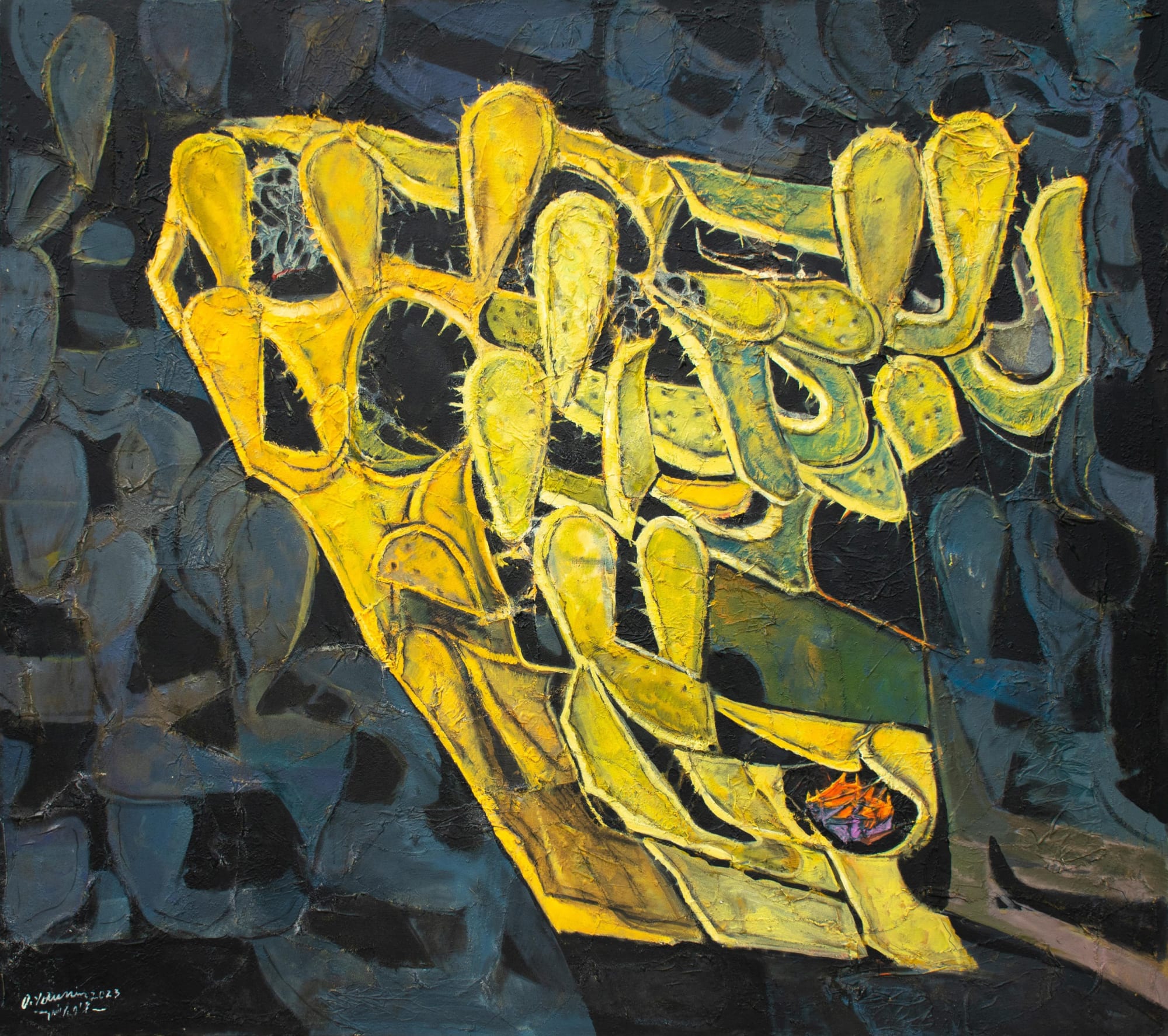 Omran Younis Untitled, 2023 Oil and mixed media on canvas 180 x 200 cm 70 3/4 x 78 3/4 in