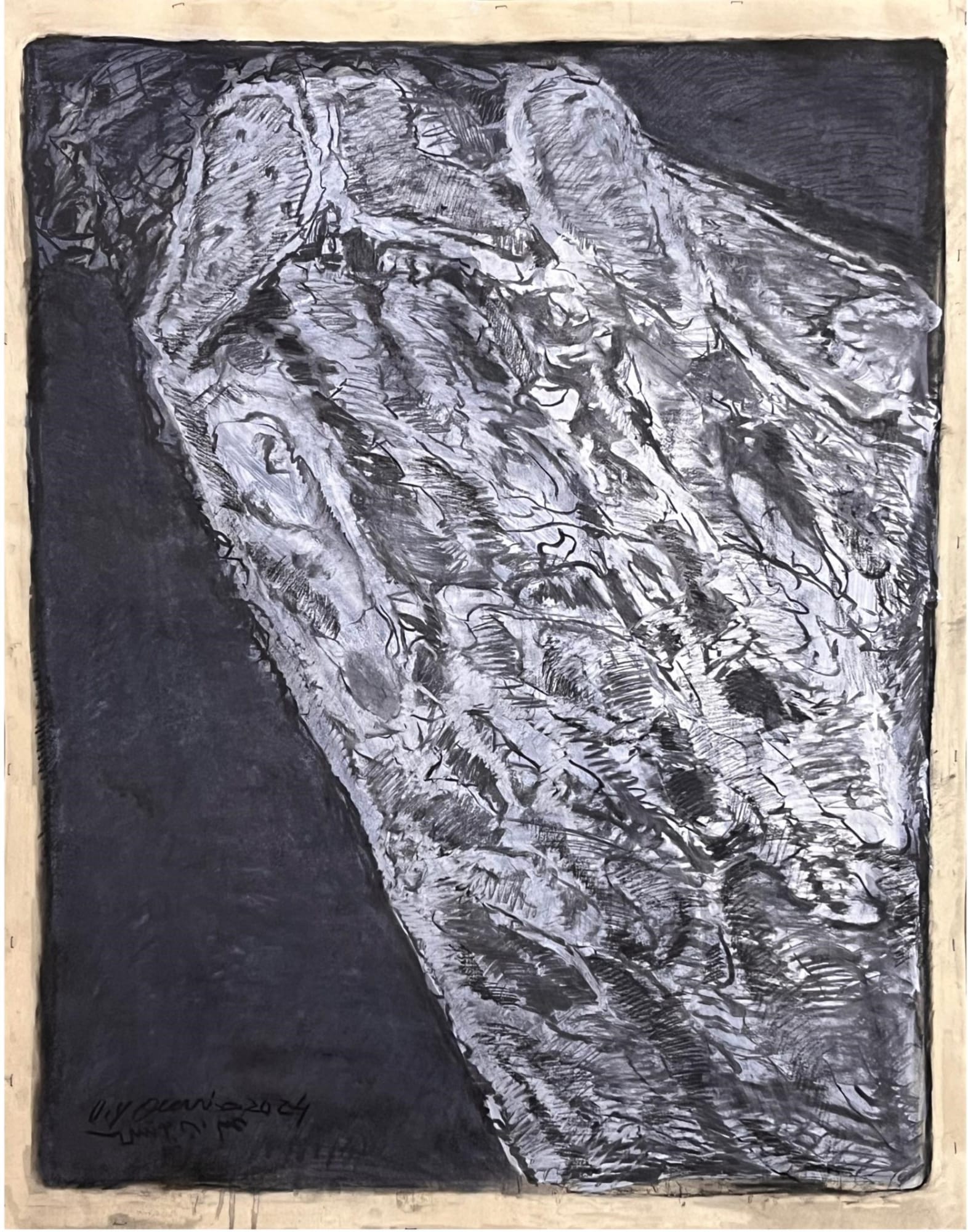 Omran Younis Untitled, 2024 Oil and mixed media on paper 119 x 86 cm 46 3/4 x 33 3/4 in