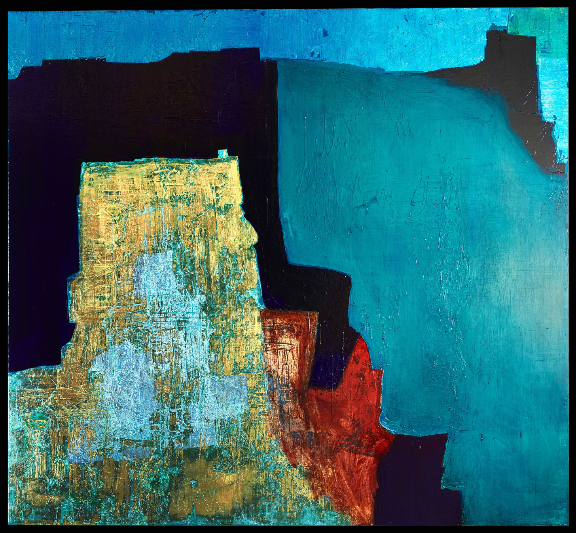 Beyond Blue, 2018 Medium: Oil, gold leaf on canvas, framed Size: 171 x 186 cm SOLD