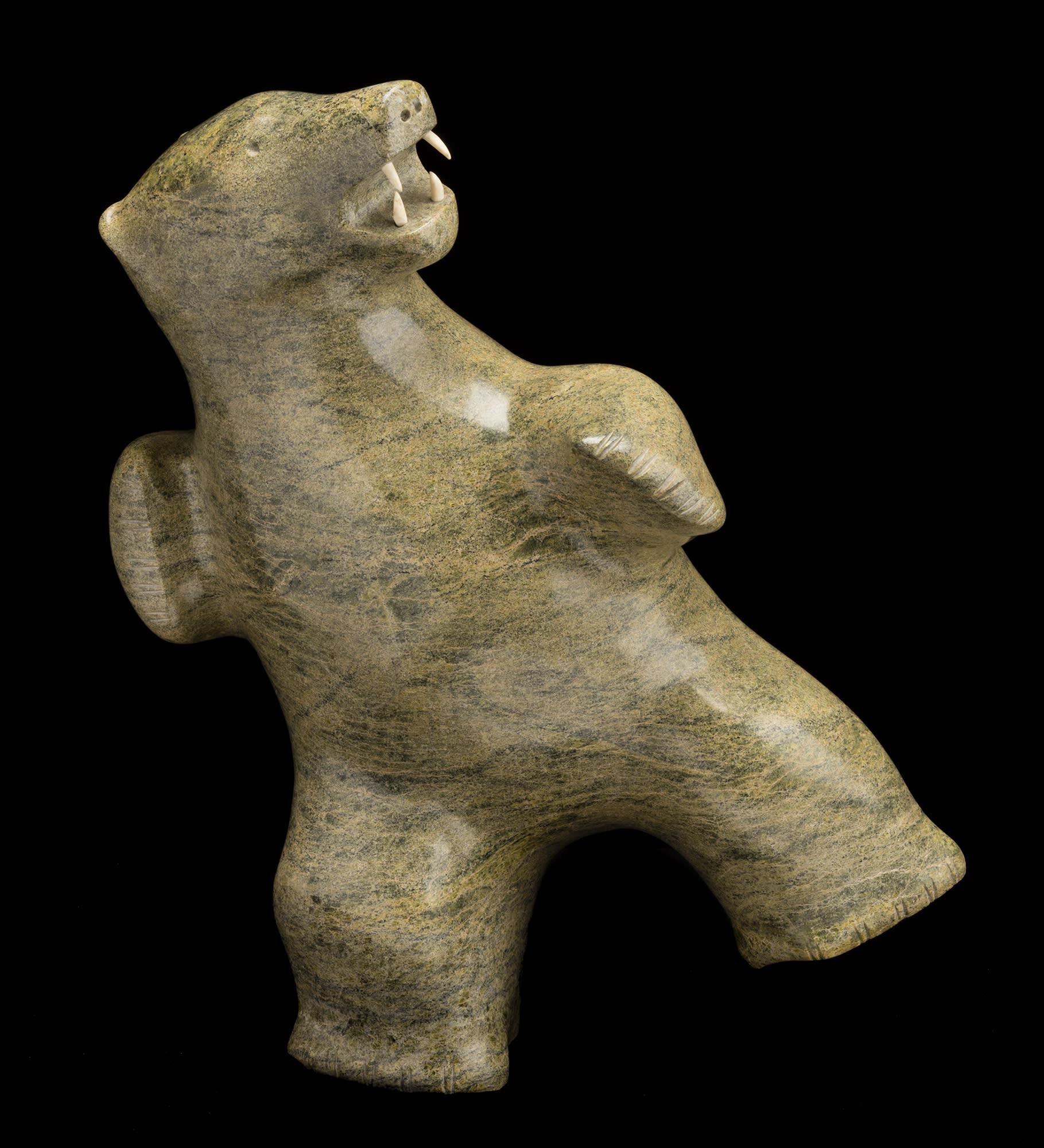 Lot 46 PAUTA SAILA, R.C.A. (1916-2009) m., KINNGAIT (CAPE DORSET) Dancing Bear, c. early 1990s stone and antler, 20.25 x 18 x 9.25 in (51.4 x 45.7 x 23.5 cm) Estimate: $65,000⁠ — $85,000 price realized: $72,000