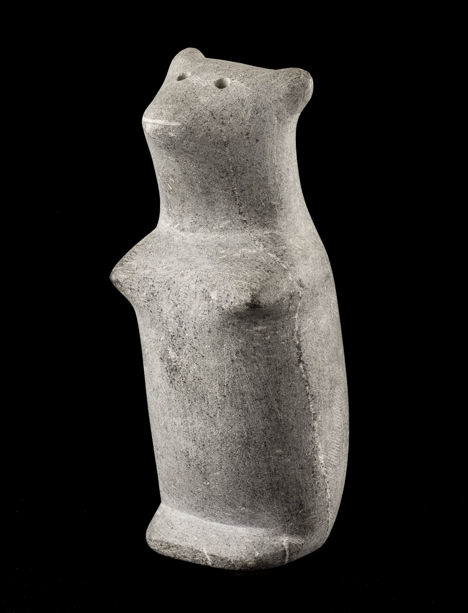 Lot 60 ANDY MIKI (1918-1983) ARVIAT/TIKIRAQJUAQ (ESKIMO POINT/WHALE COVE) Animal, c. 1965-67 stone, 7.25 x 3 x 3.25 in (18.4 x 7.6 x 8.3 cm) Estimate: $4,000 — $6,000 Price realized: $7,800