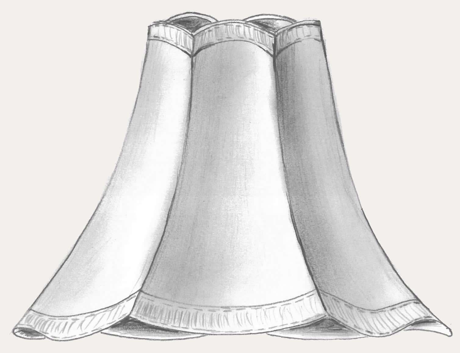 Tailored and Stretched Lampshades This type of finish is particularly neat and stylish. It is typically used with shaped lampshades (such as bowed, square, rectangle etc) with the fabric pulled tight over each panel and stitched at the top and bottom. The various sections are seemed together and sometimes a trim is added where the joins meet.