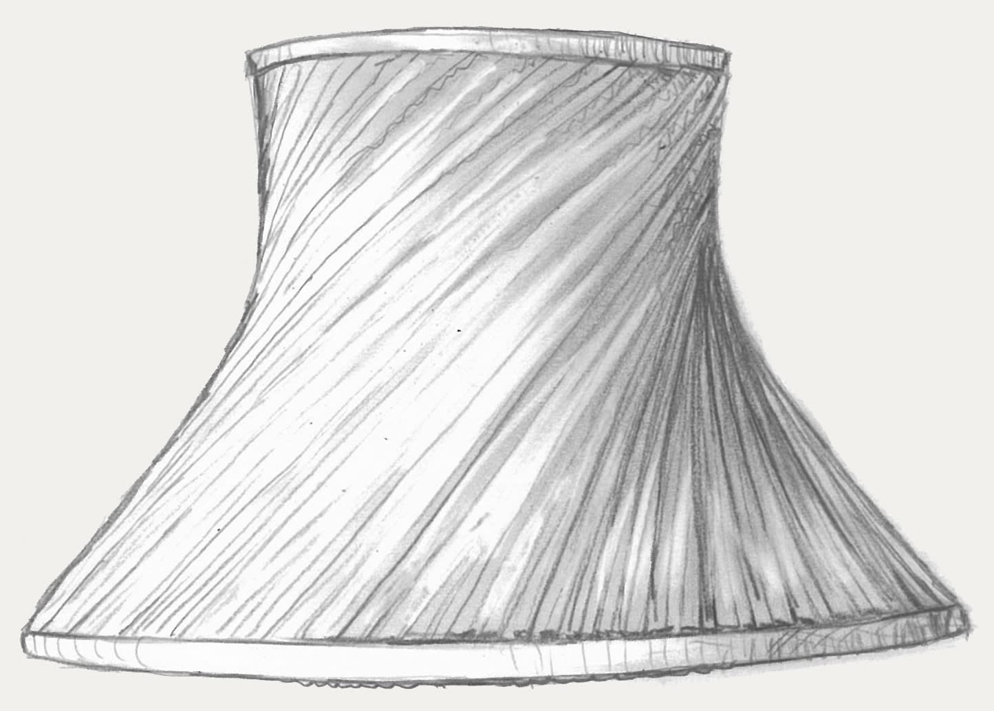 Swathed-Pleated Lampshades A lovely finish where the pleats are angled in the same direction, creating an elegant movement around the shade. Waisted frames work best and chiffon silks are often used to add to the dramatic effect.