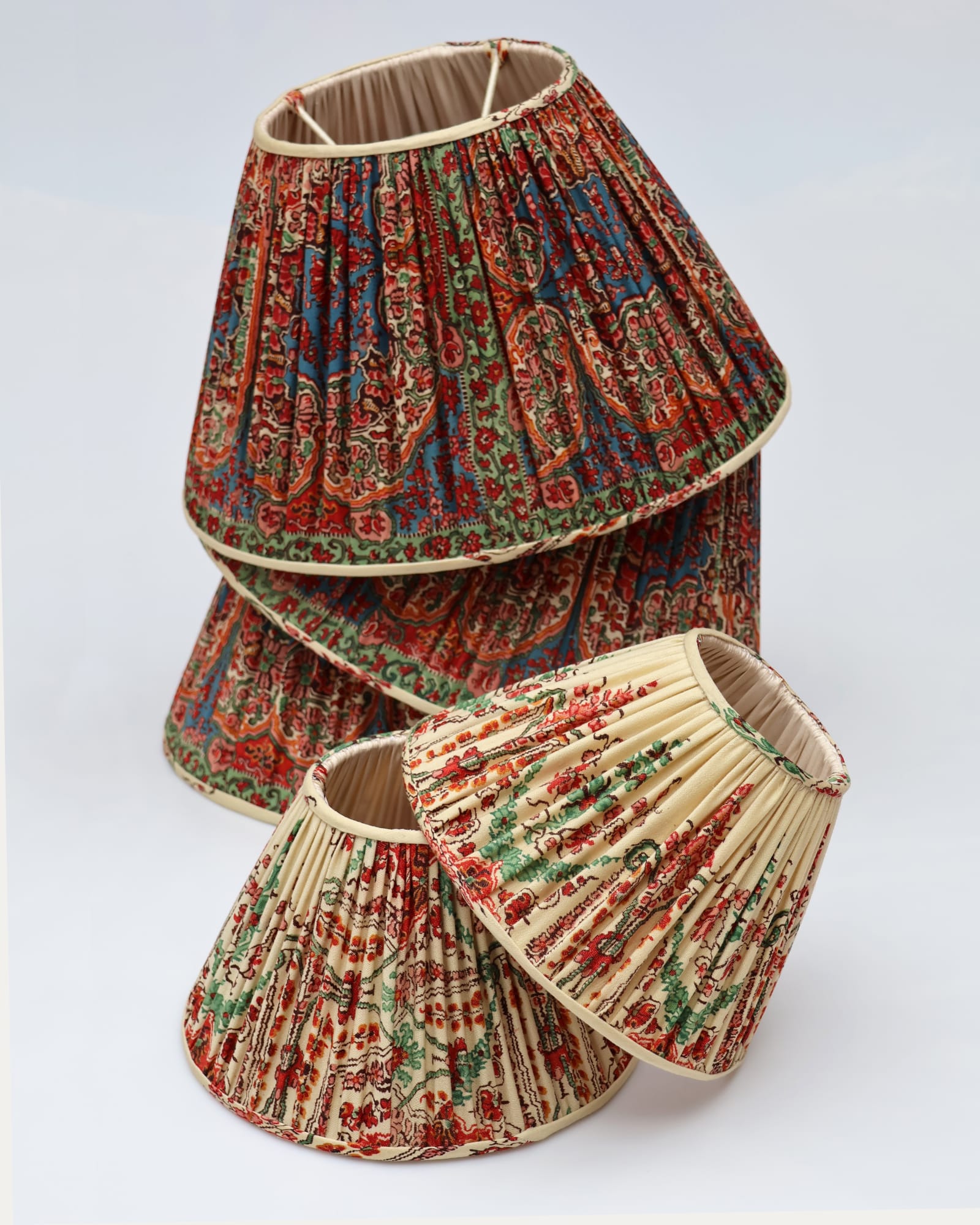 Hand Sewn Lampshades Made Using an Antique Shawl