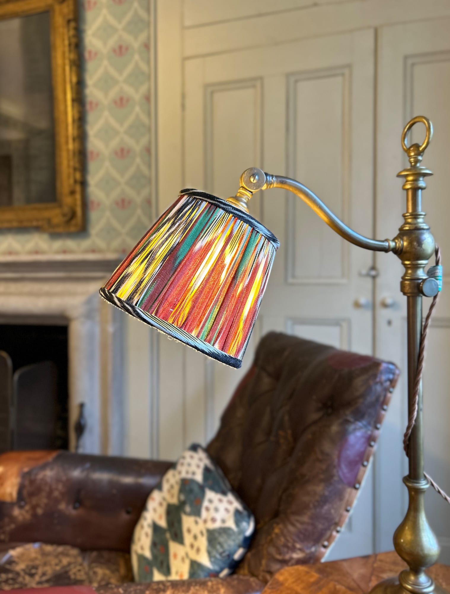 Lovely small Ikat lampshade for reading light