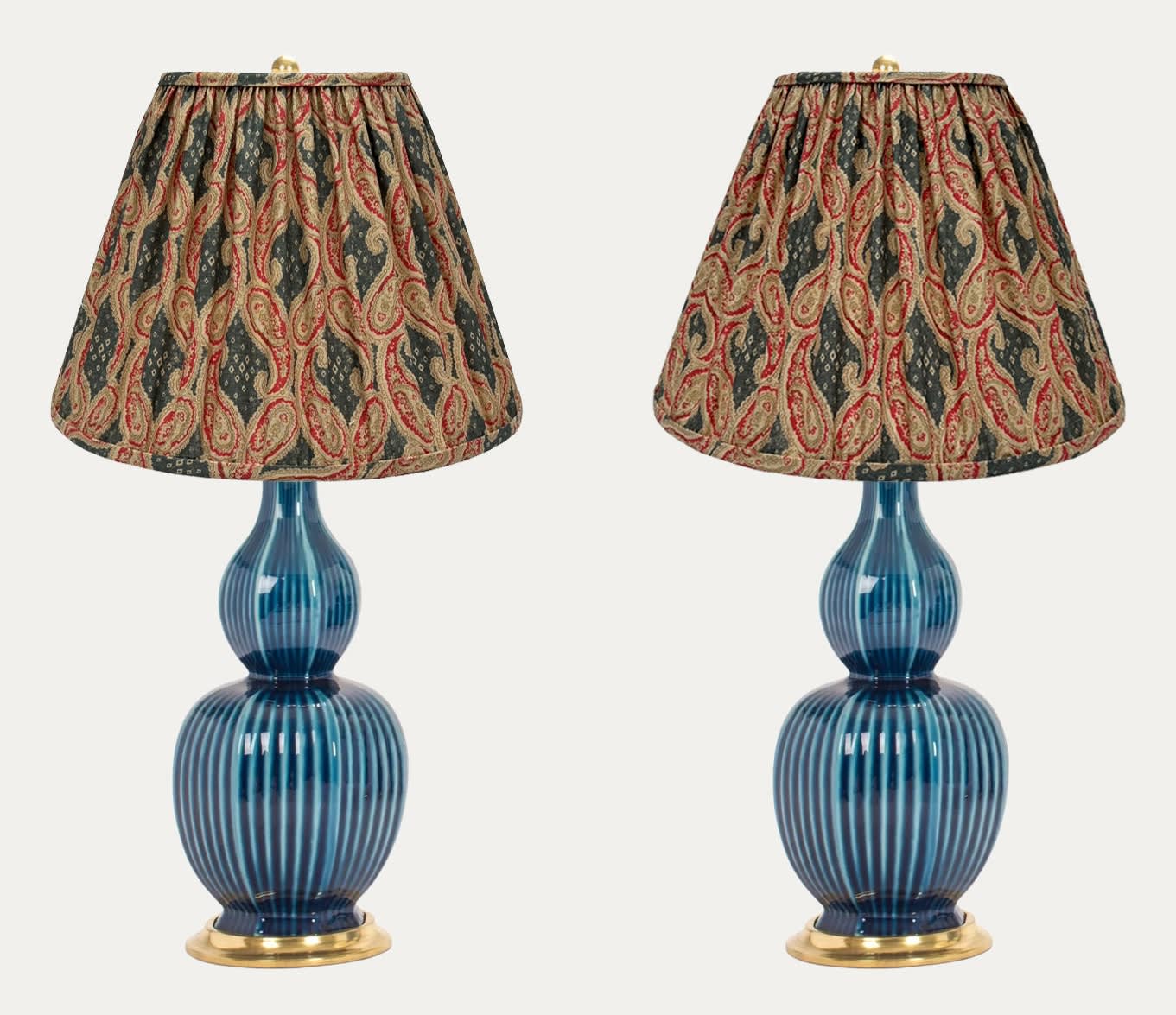 Bespoke Bennison paisley lampshades with Christopher Spitzmiller lamp bases