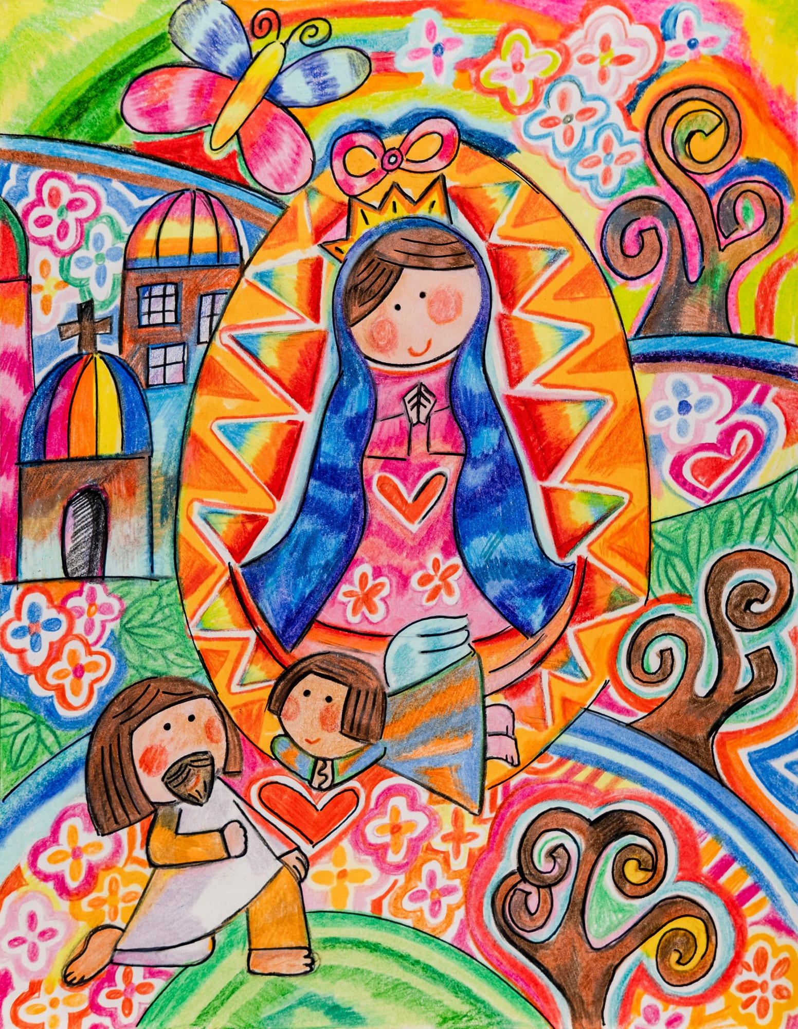 Amparín Serrano Espinosa Virgencita Plis, ca. 2002 Fotografía digital de obra en lápices de color sobre papel