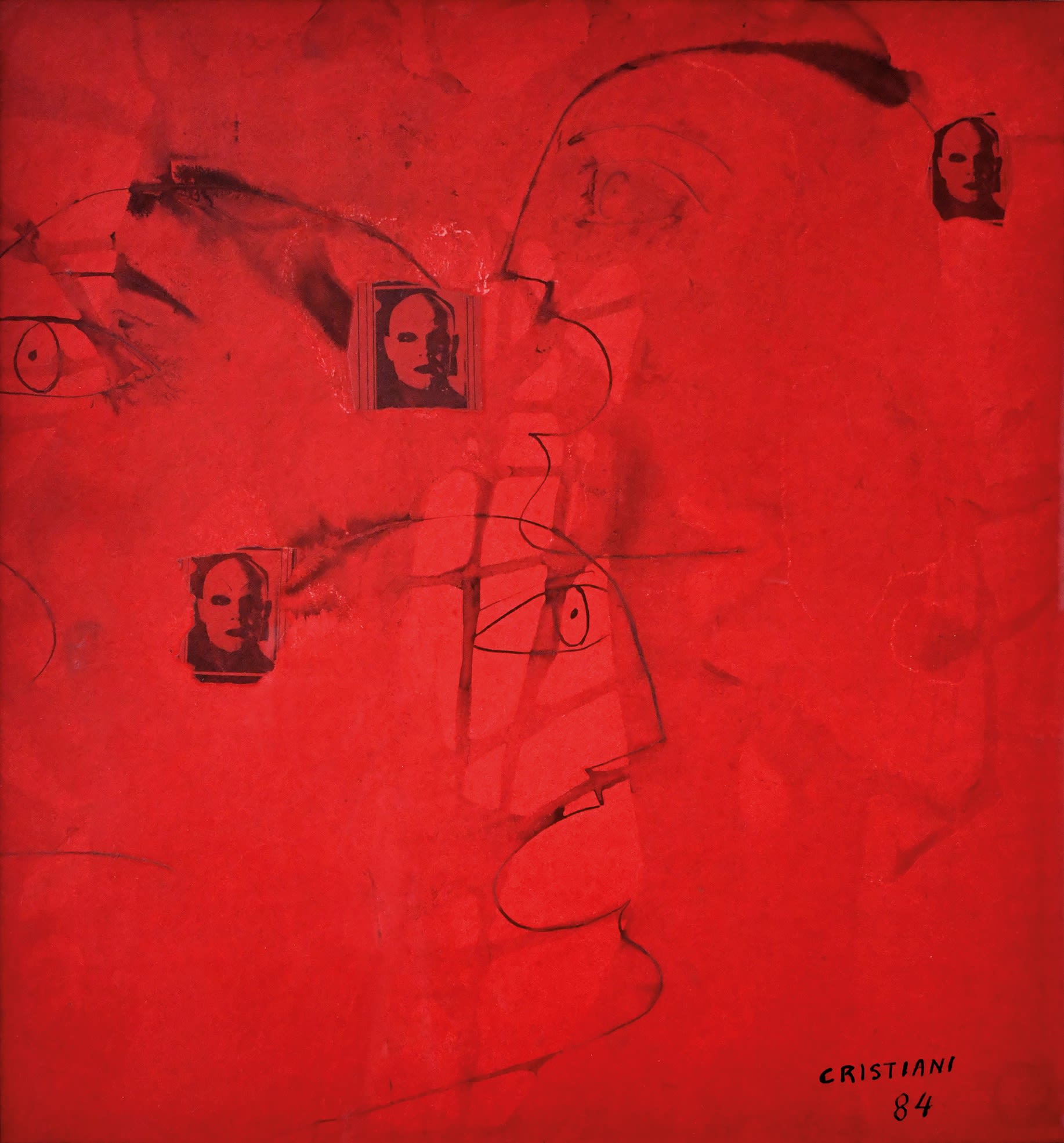 Ernesto Cristiani Figuras en fondo rojo, 1984