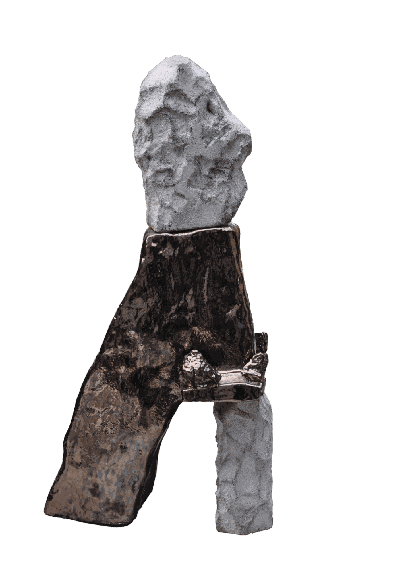 Mêmes Les reliques rugissent, 2022 Ceramic, cellular concrete and paint 82 x 42.5 cm