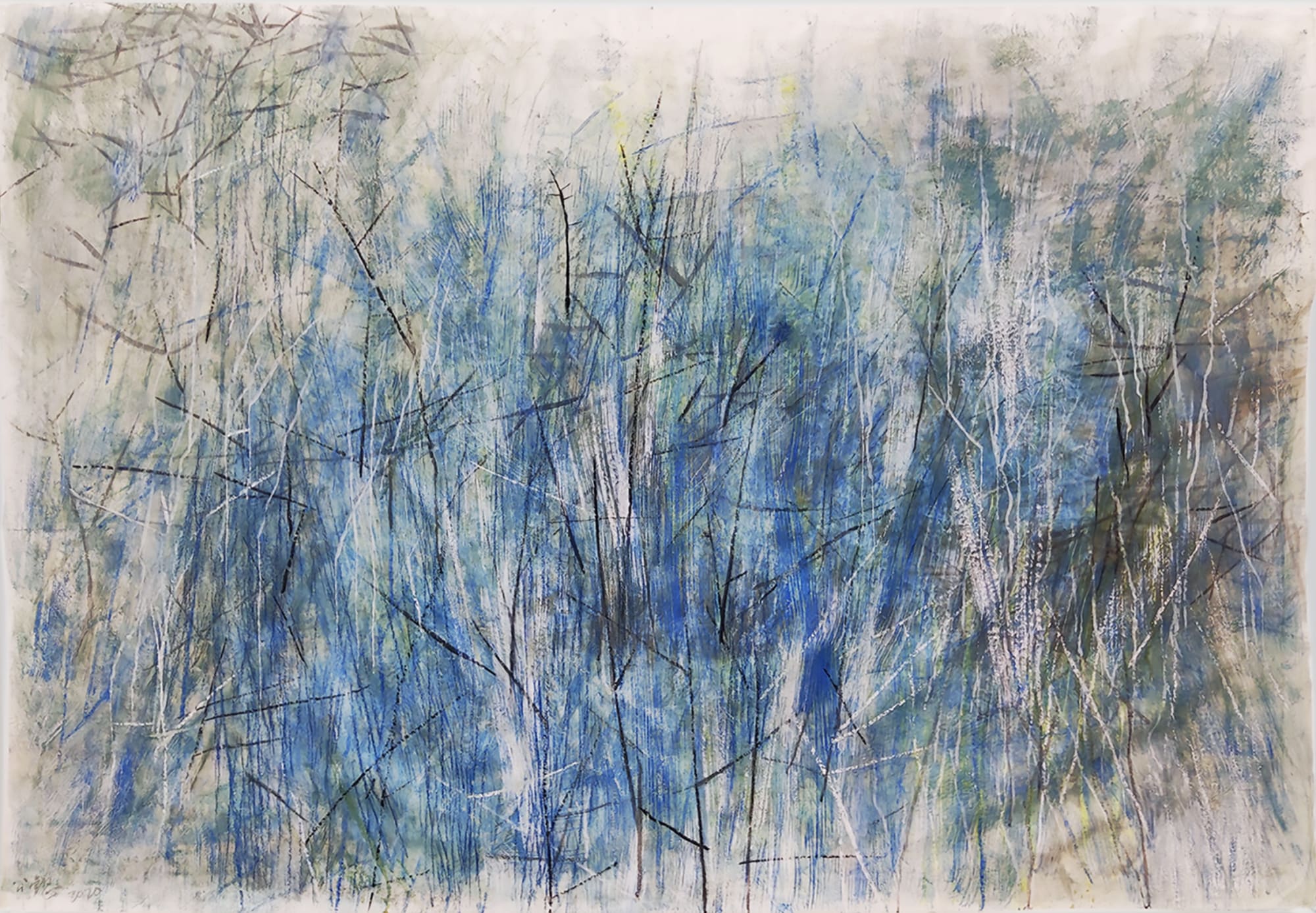 Wang Gongyi Leaves of Grass No.12 Ink, Watercolor, Mineral Pigments and Pastel on Silk, 138 x 199 cm, 2020